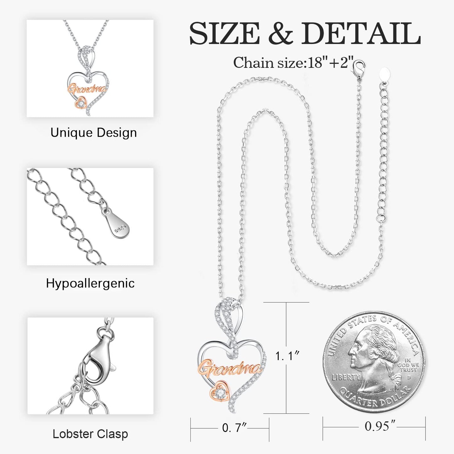 Sterling Silver Mom Necklace – Mother’s Day Jewelry Gift for Mom Grandma Nana