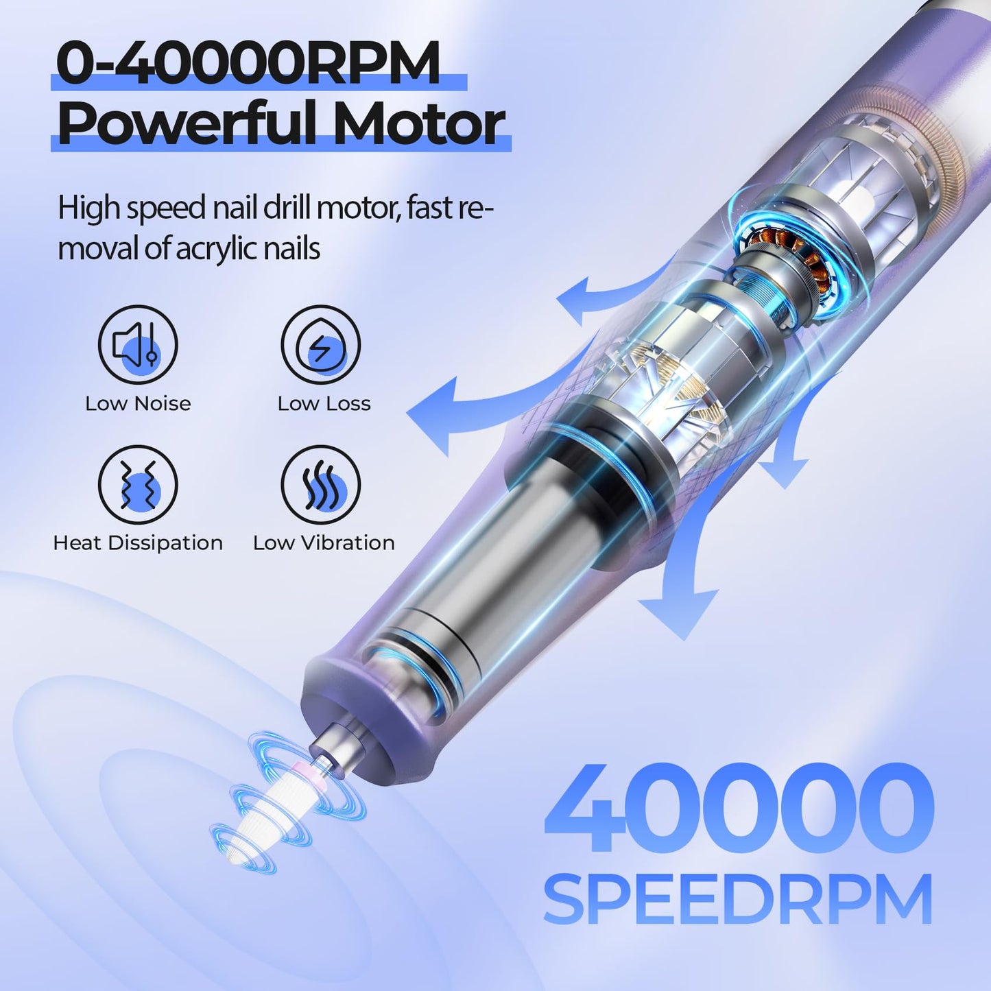 40000RPM Electric Nail Drill Kit – Professional Nail File Machine with LCD Display