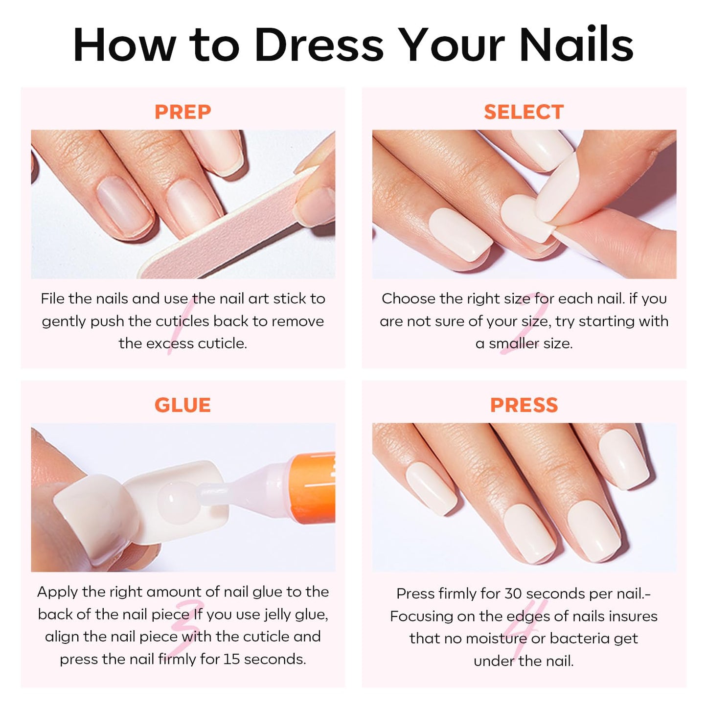 Short Oval Press-On Nails Kit – 32PCS Fake Nails with Glue & Adhesive Tabs for DIY Manicure