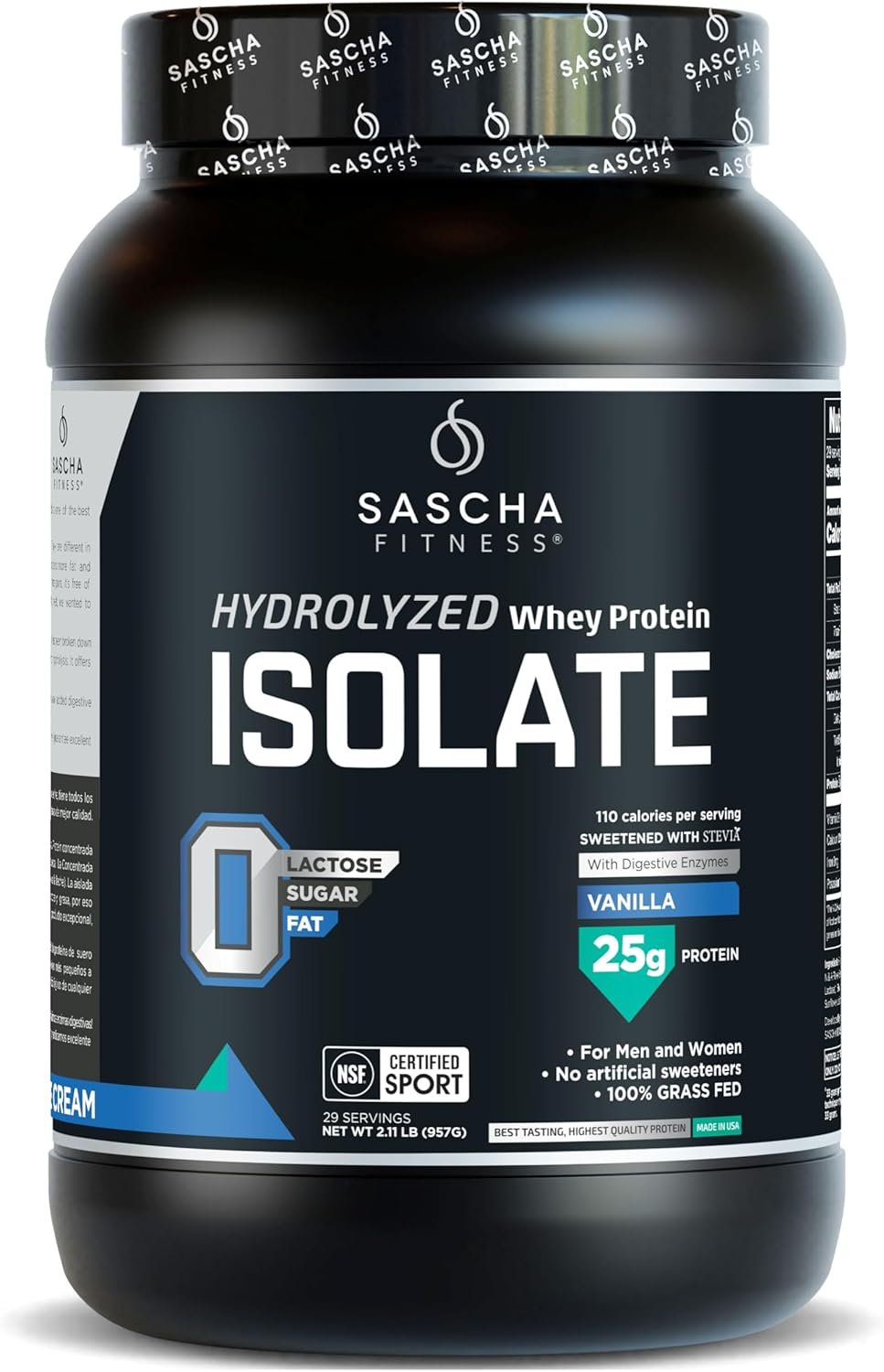 Hydrolyzed Whey Protein Isolate,100% Grass-Fed (2 Pounds, Cookies & Cream)