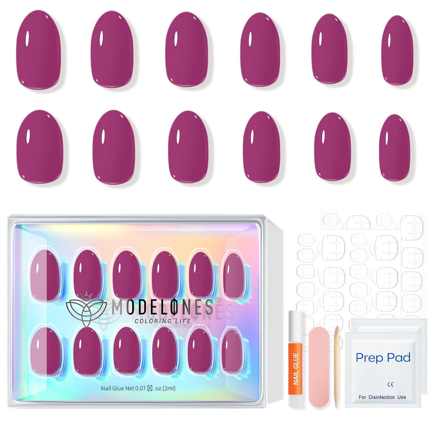 Short Oval Press-On Nails Kit – 32PCS Fake Nails with Glue & Adhesive Tabs for DIY Manicure