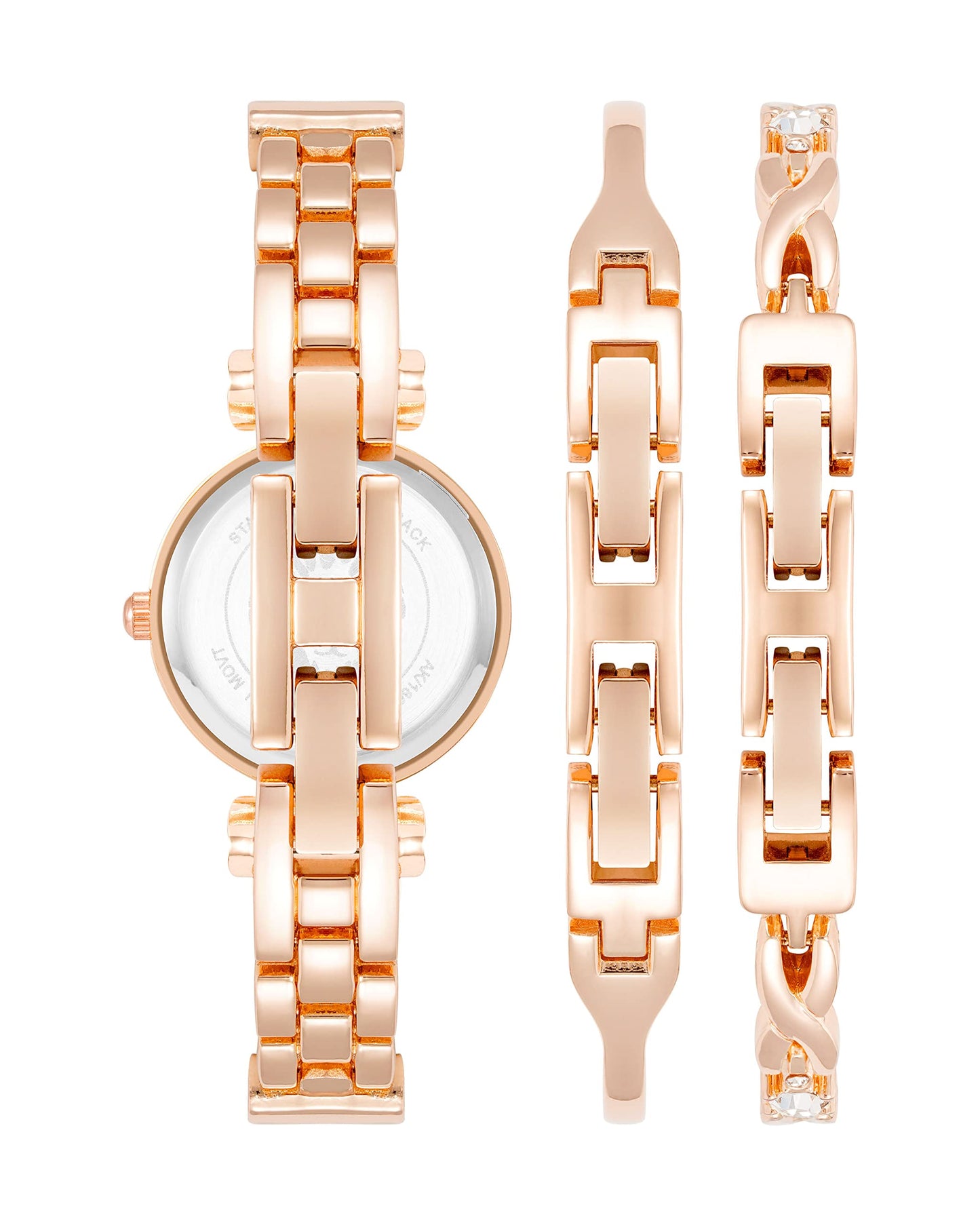 Anne Klein Women’s Crystal Accented Bangle Watch & Bracelet Set – Elegant Gold-Tone Jewelry Set
