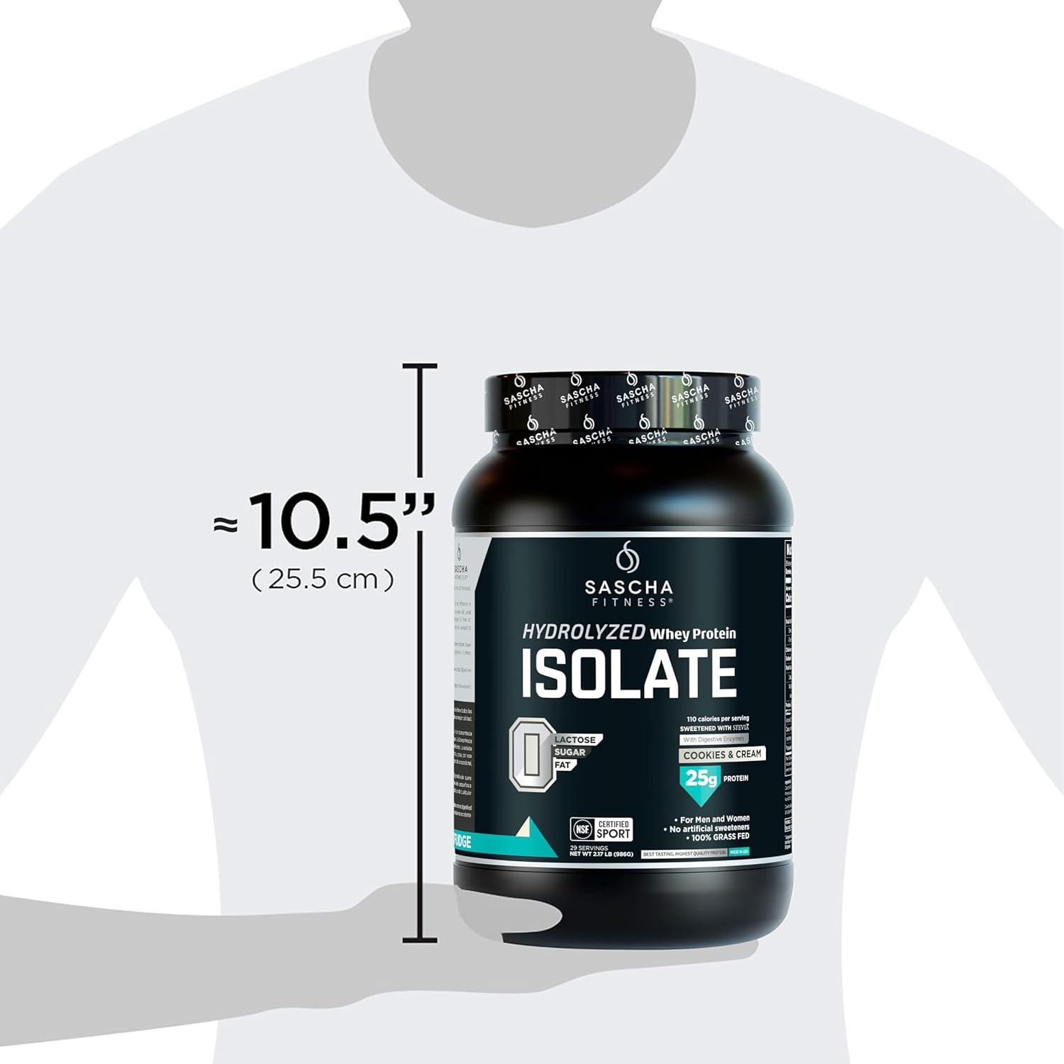 Hydrolyzed Whey Protein Isolate,100% Grass-Fed (2 Pounds, Cookies & Cream)