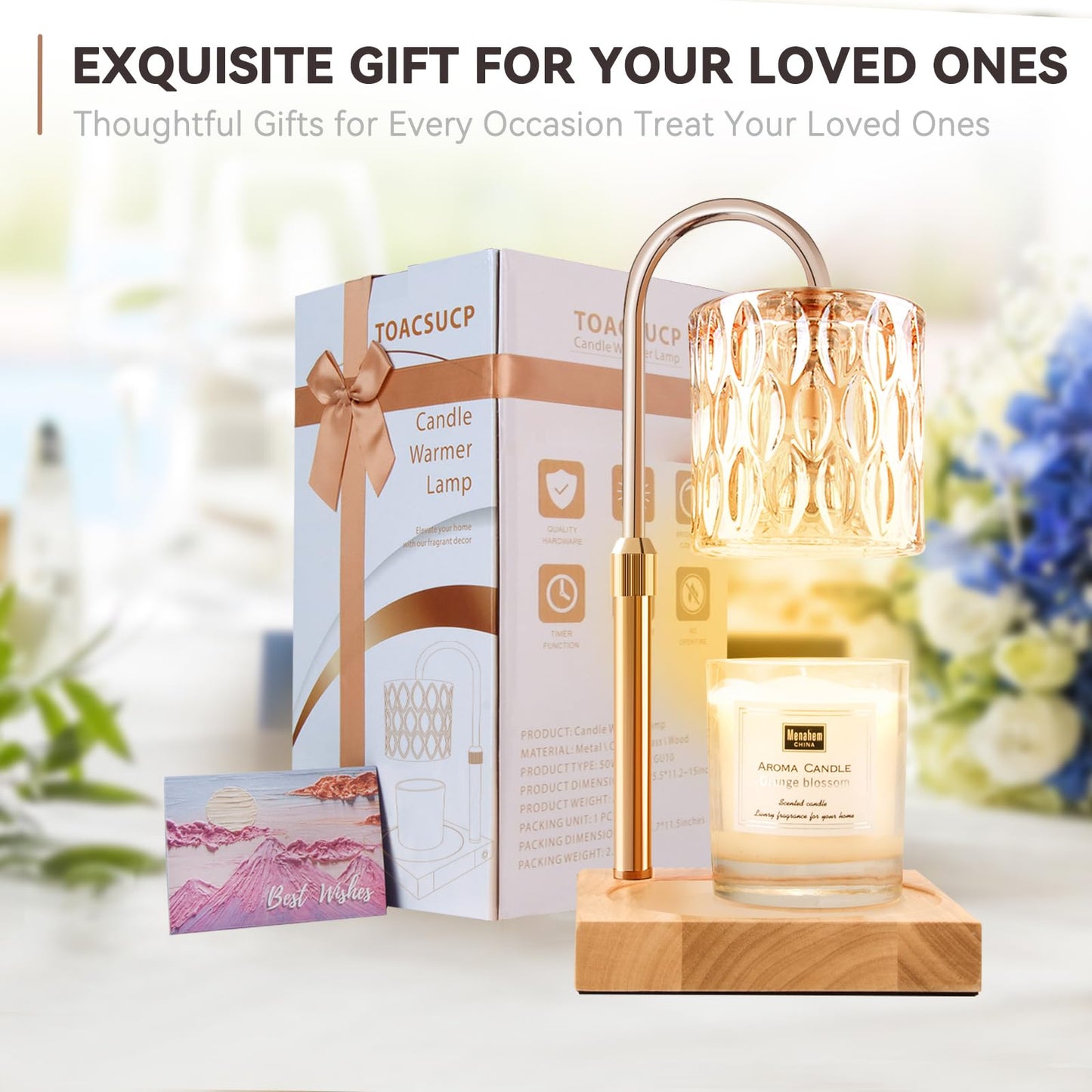 Candle Warmer Lamp with Timer – Dimmable Adjustable Height Candle Melter with Bulbs