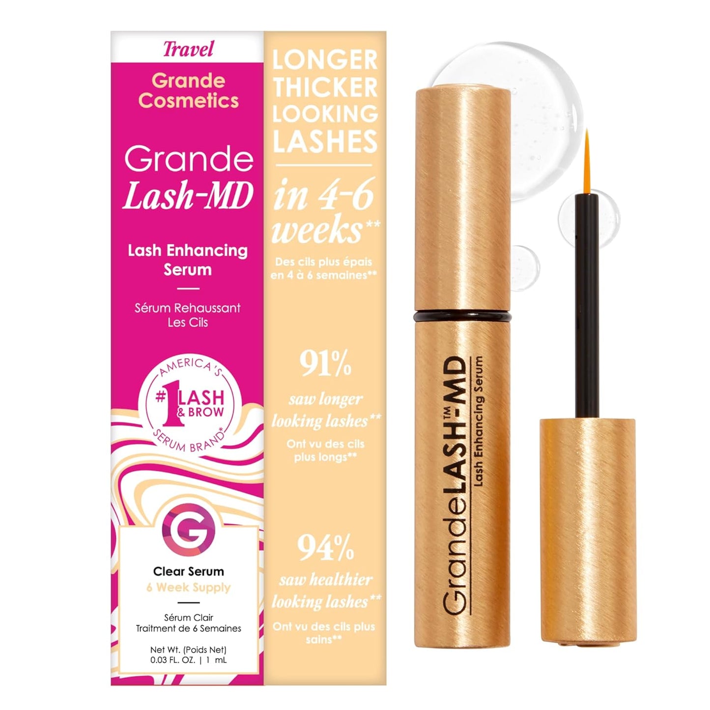 Grandelash-Md Lash Enhancing Serum - Peptide & Vitamin Infused Formula for Longer, Thicker, Fuller Looking Lashes - Ophthalmologist Tested, Cruelty-Free