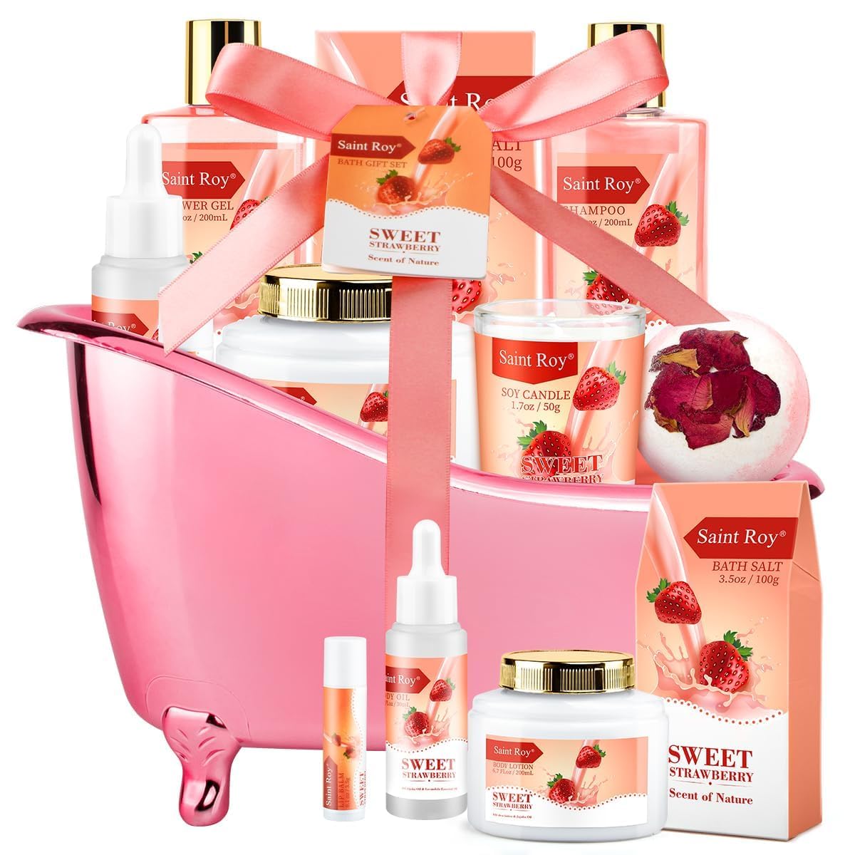 Christmas Gifts for Women Bath & Body Gift Set, Luxury Home Spa Bath Gift Basket, Honey Almond Scented Bath Set, Pamper Gifts Birthday Gifts & Teens, Spa Kit Gift, Home Spa Gifts for Men Dad