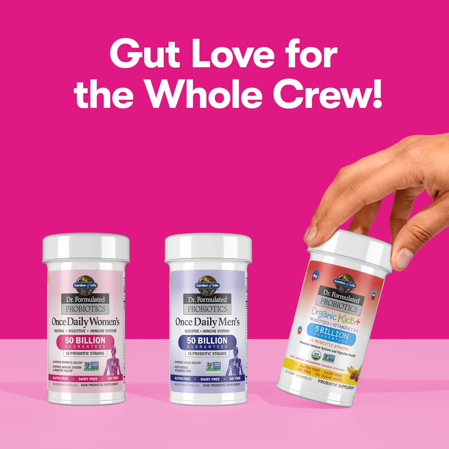 Once Daily Dr. Formulated Probiotics for Women 50 Billion CFU 16 Probiotic Strains with Organic Prebiotics for Digestive, Vaginal & Immune Health, Dairy Free, Shelf Stable 30 Capsules