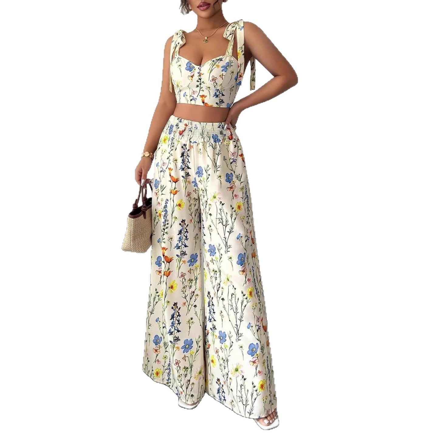 Women Printed Camisole Top and Pants Set Sleeveless Two Piece Outfit