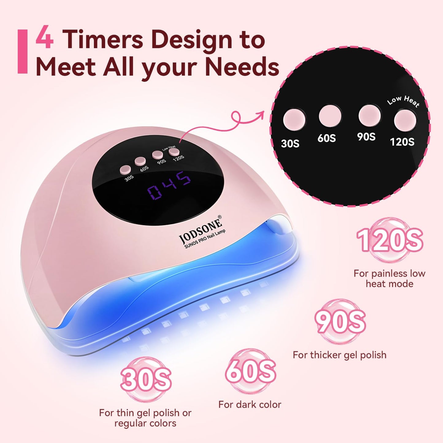 UV LED Nail Lamp – Gel Nail Dryer with Auto Sensor, LCD Display & 4 Timer Setting