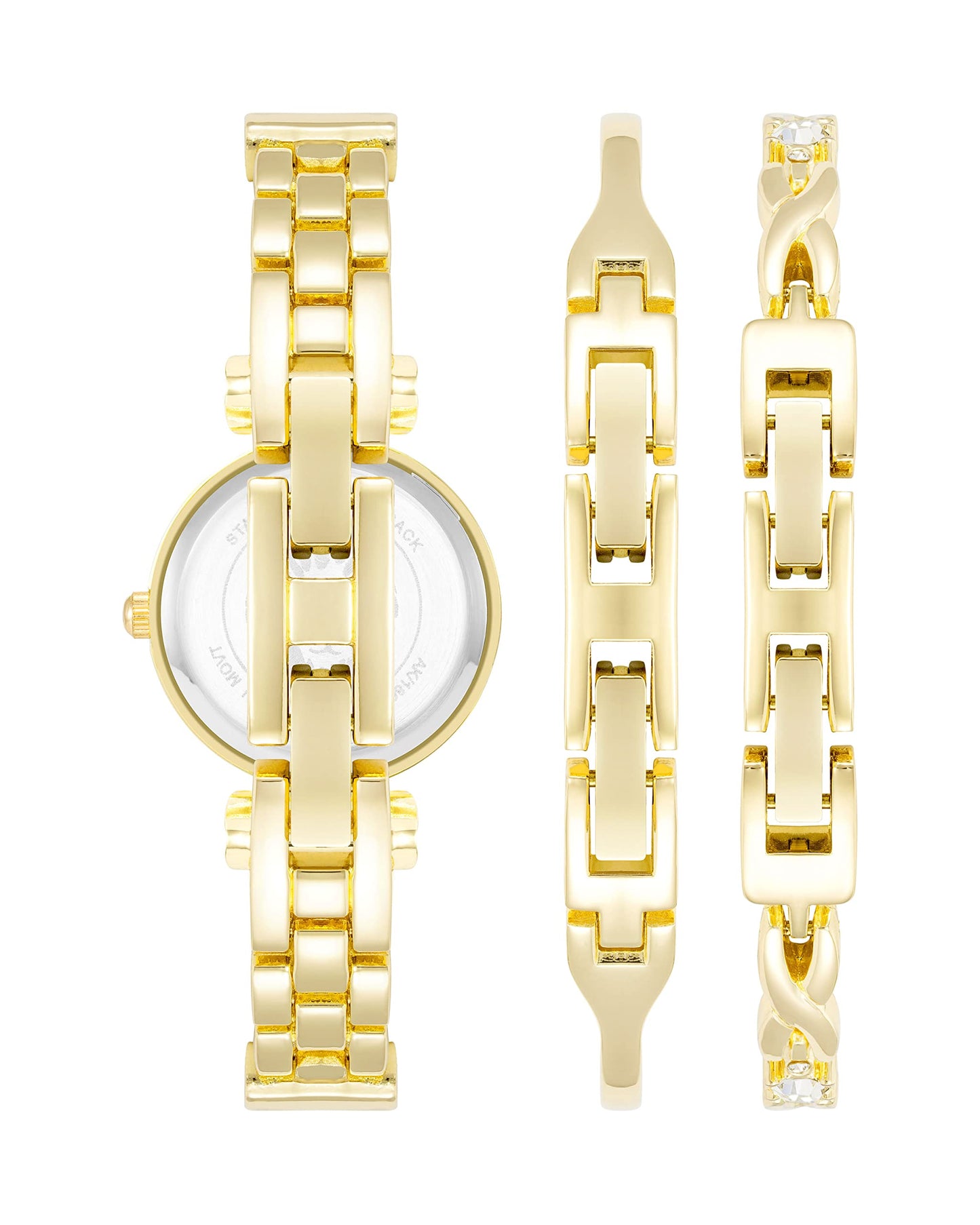 Anne Klein Women’s Crystal Accented Bangle Watch & Bracelet Set – Elegant Gold-Tone Jewelry Set