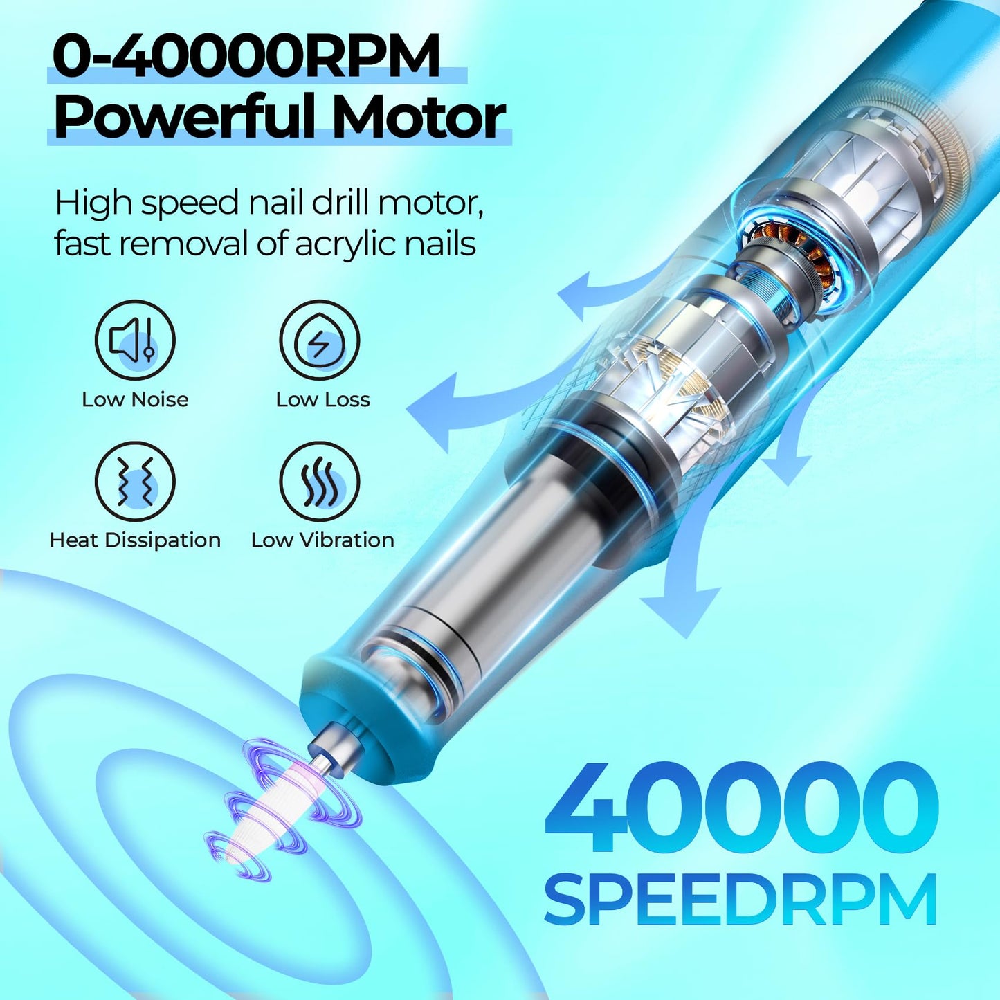 40000RPM Electric Nail Drill Kit – Professional Nail File Machine with LCD Display