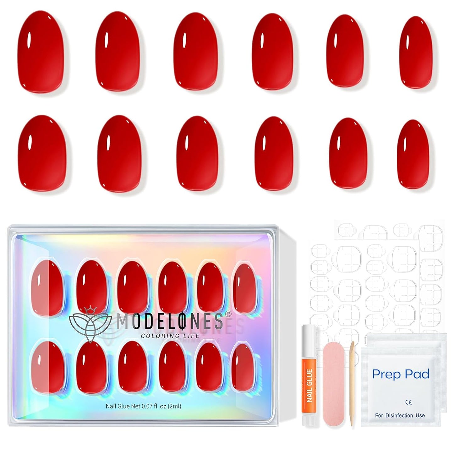 Short Oval Press-On Nails Kit – 32PCS Fake Nails with Glue & Adhesive Tabs for DIY Manicure