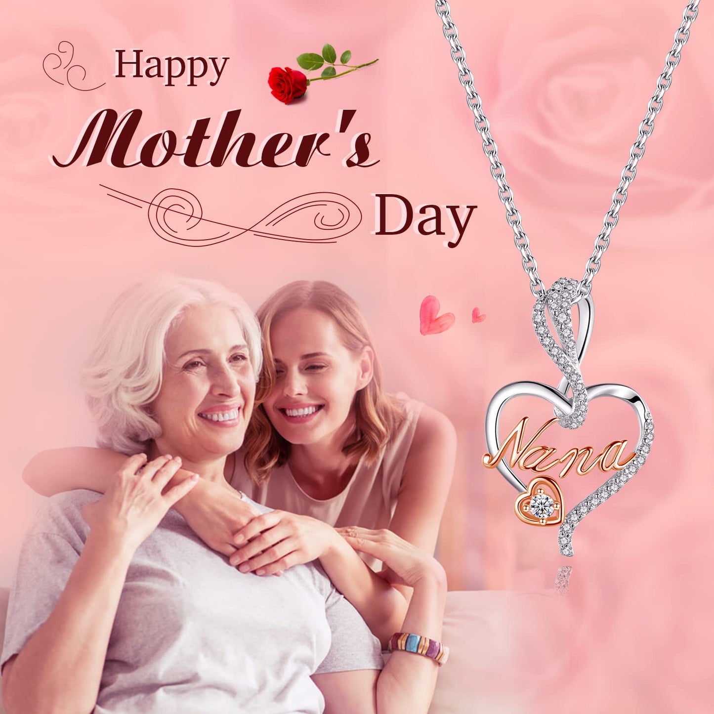 Sterling Silver Mom Necklace – Mother’s Day Jewelry Gift for Mom Grandma Nana