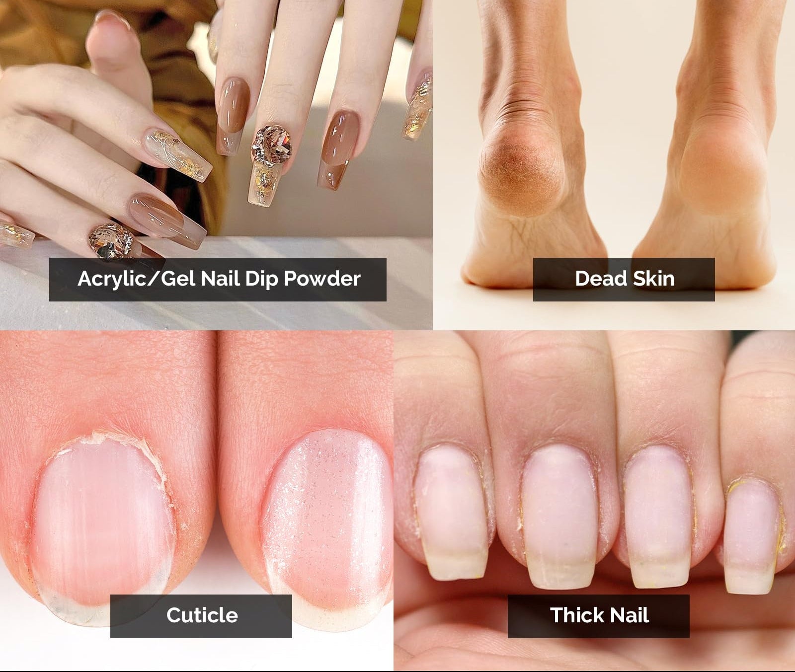 Advertisement for nail care products with text and images of nails and feet.
