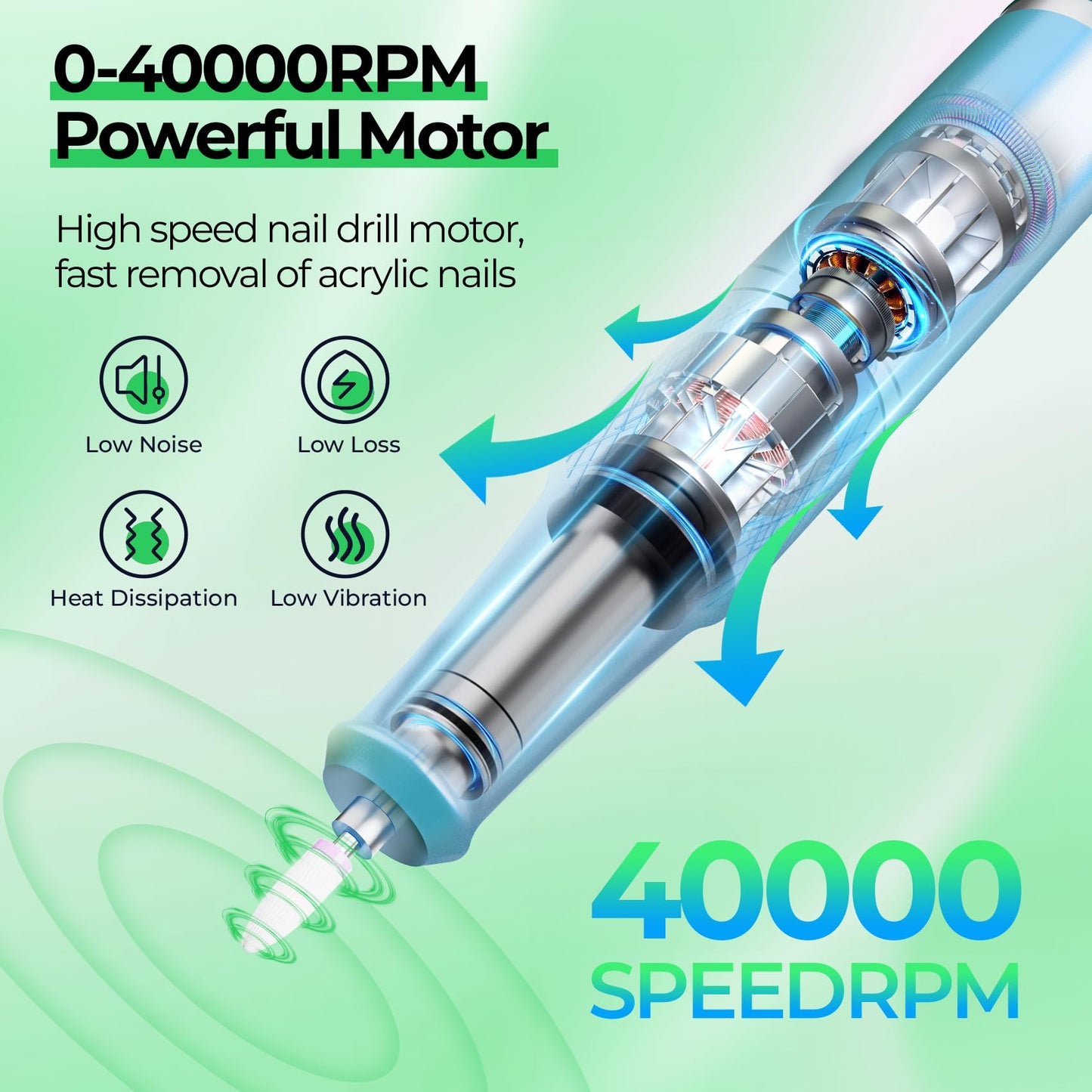 40000RPM Electric Nail Drill Kit – Professional Nail File Machine with LCD Display
