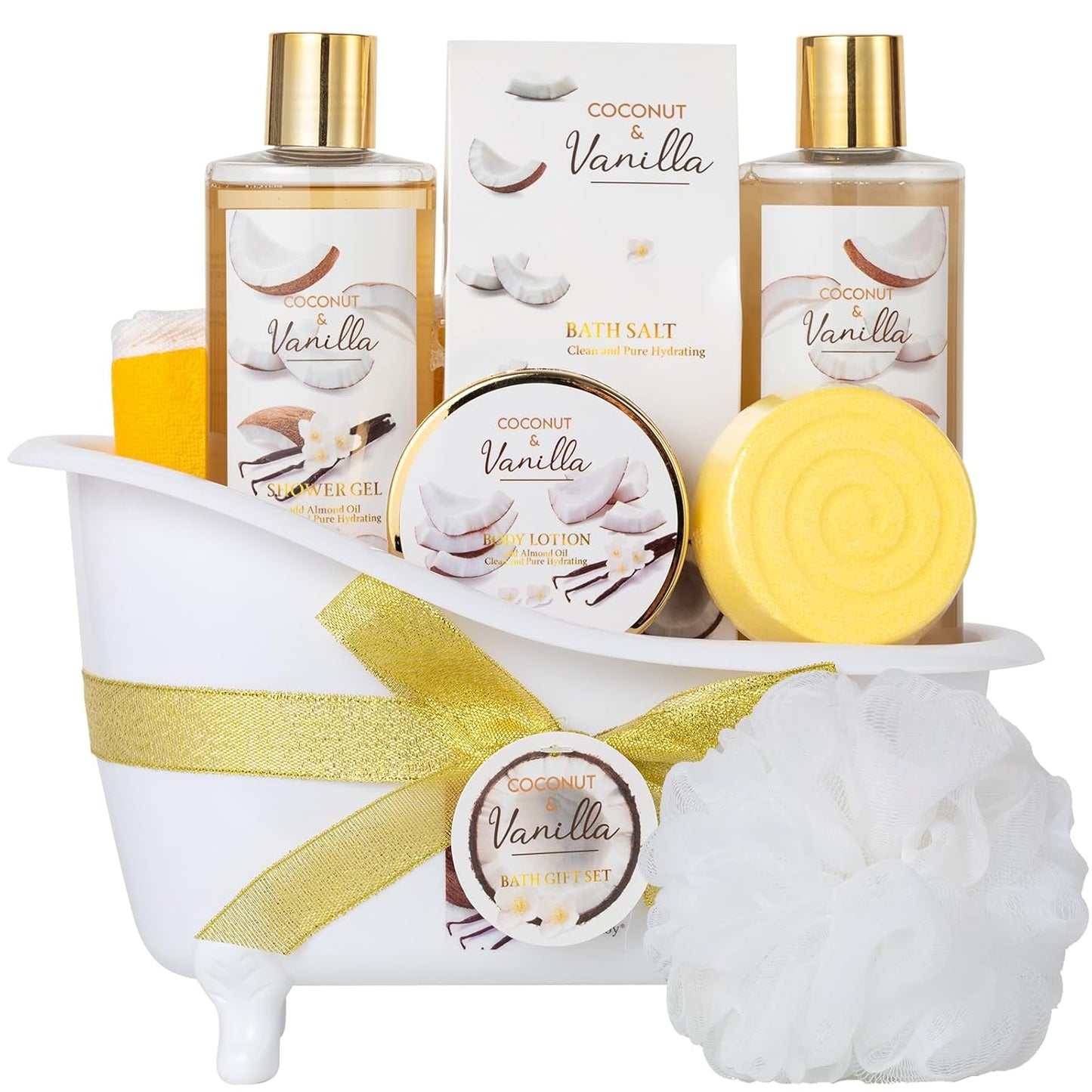 Christmas Gifts for Women Bath & Body Gift Set, Luxury Home Spa Bath Gift Basket, Honey Almond Scented Bath Set, Pamper Gifts Birthday Gifts & Teens, Spa Kit Gift, Home Spa Gifts for Men Dad