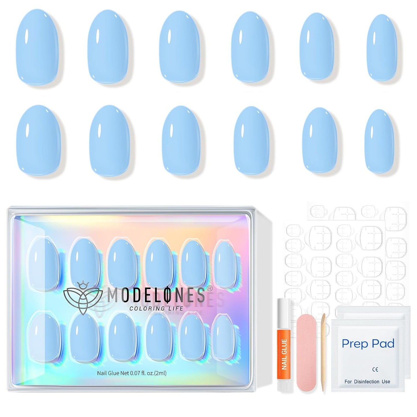 Short Oval Press-On Nails Kit – 32PCS Fake Nails with Glue & Adhesive Tabs for DIY Manicure