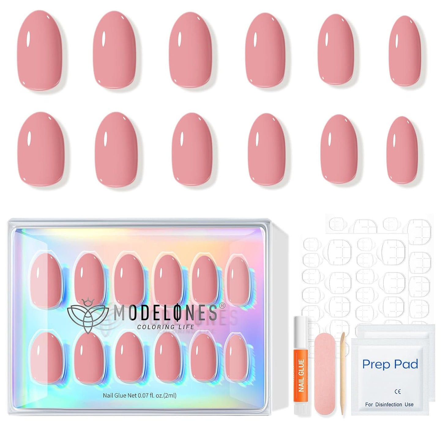 Short Oval Press-On Nails Kit – 32PCS Fake Nails with Glue & Adhesive Tabs for DIY Manicure