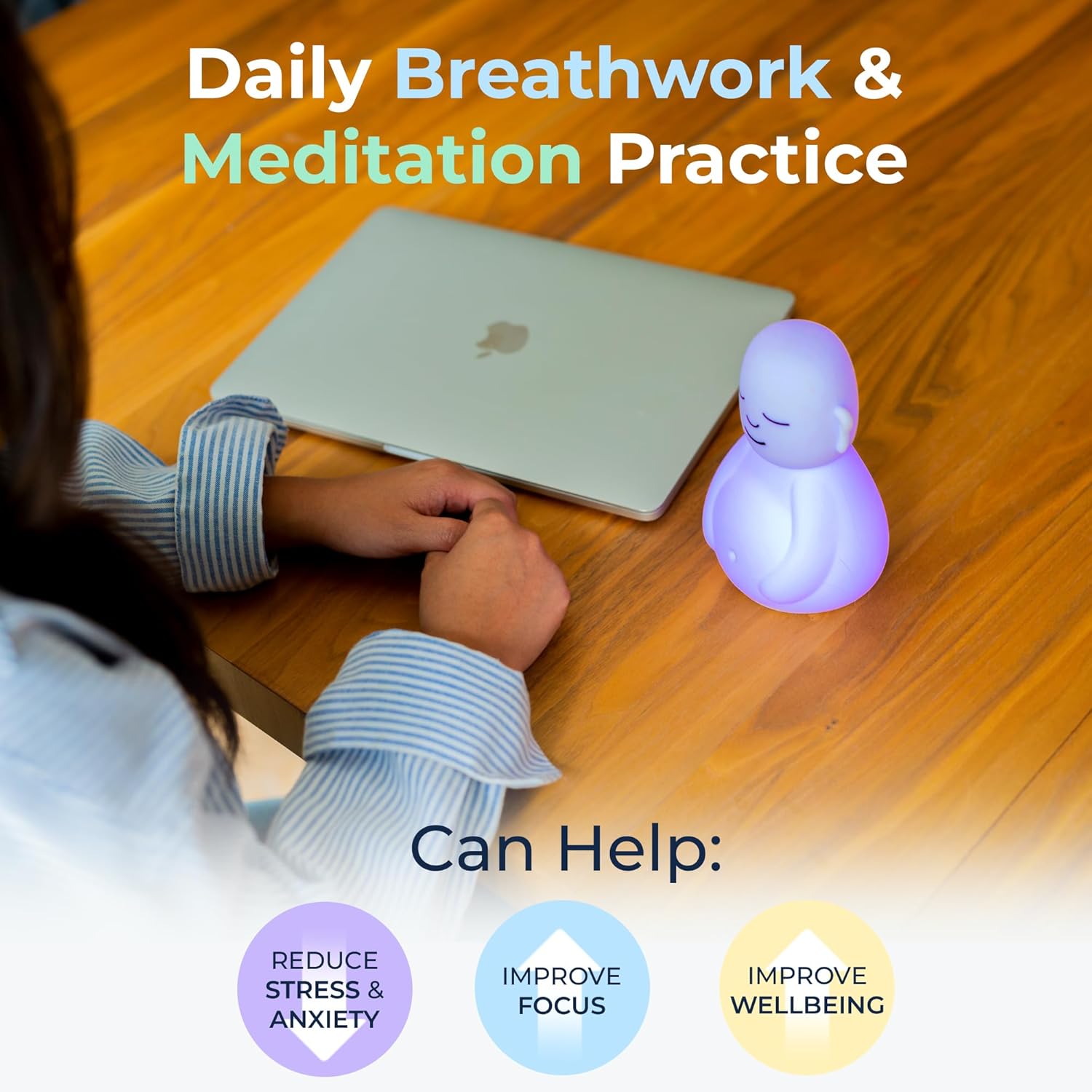 'Breathing Buddha' Guided Visual Meditation Tool for Mindfulness | Slow Your Breathing & Calm Your Mind for Stress & Anxiety Relief | Perfect for Adults & Kids | Relaxing Self Care Gift