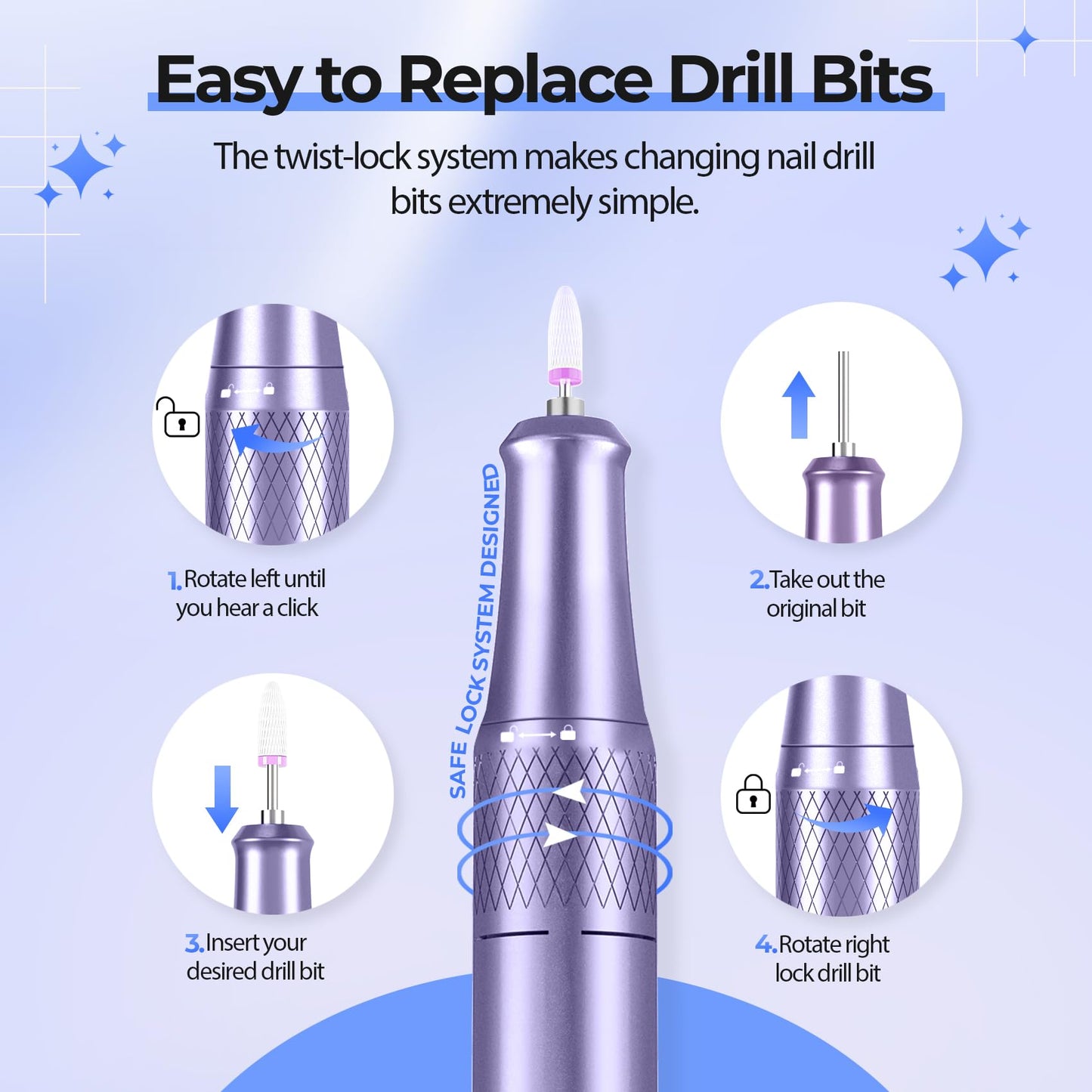 40000RPM Electric Nail Drill Kit – Professional Nail File Machine with LCD Display