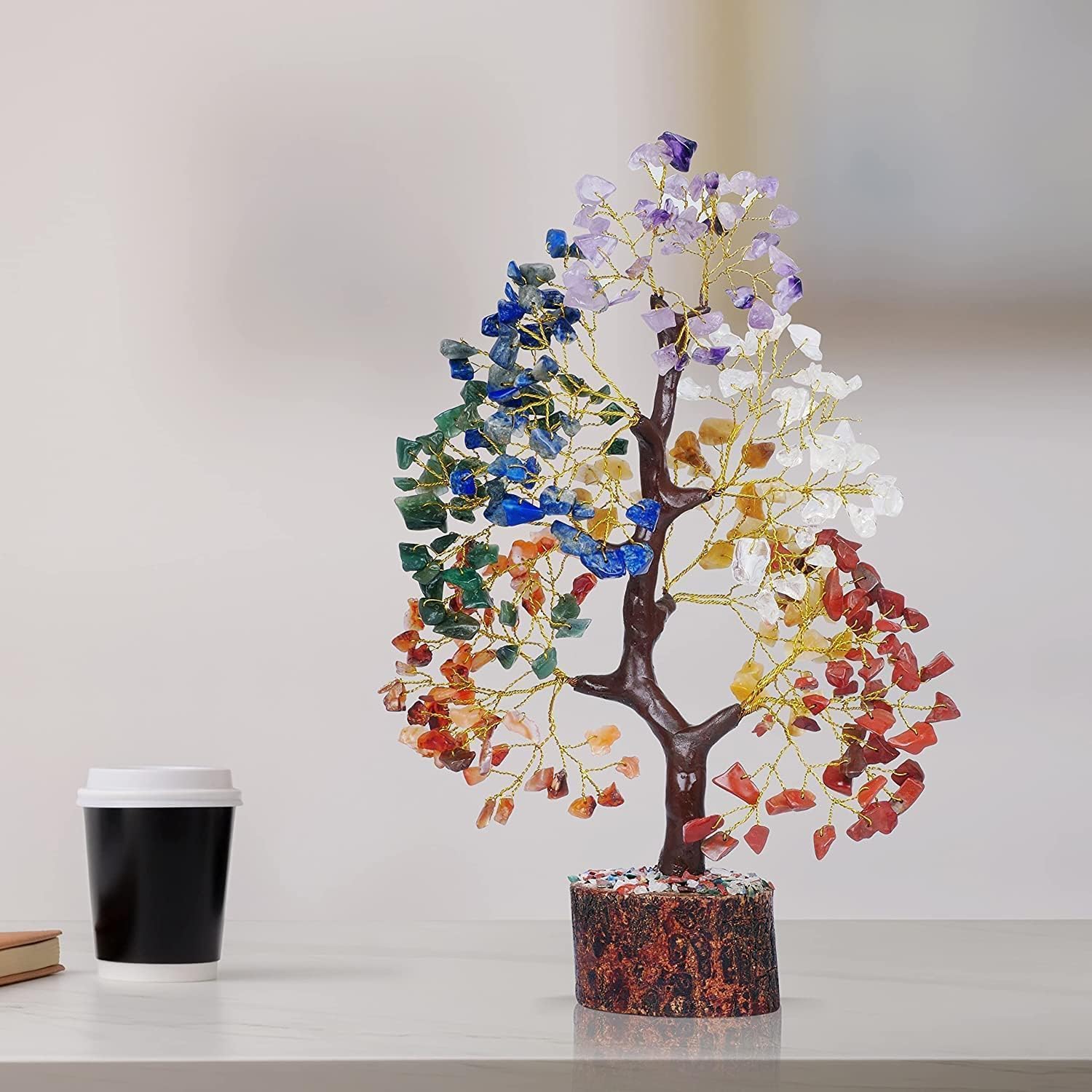 Chakra Crystal Tree - Handmade Healing Crystal Trees with 7 Chakra Stones - Decorative Tree of Life for Meditation, Feng Shui, and Home Decor - Unique Birthday Gifts for Women