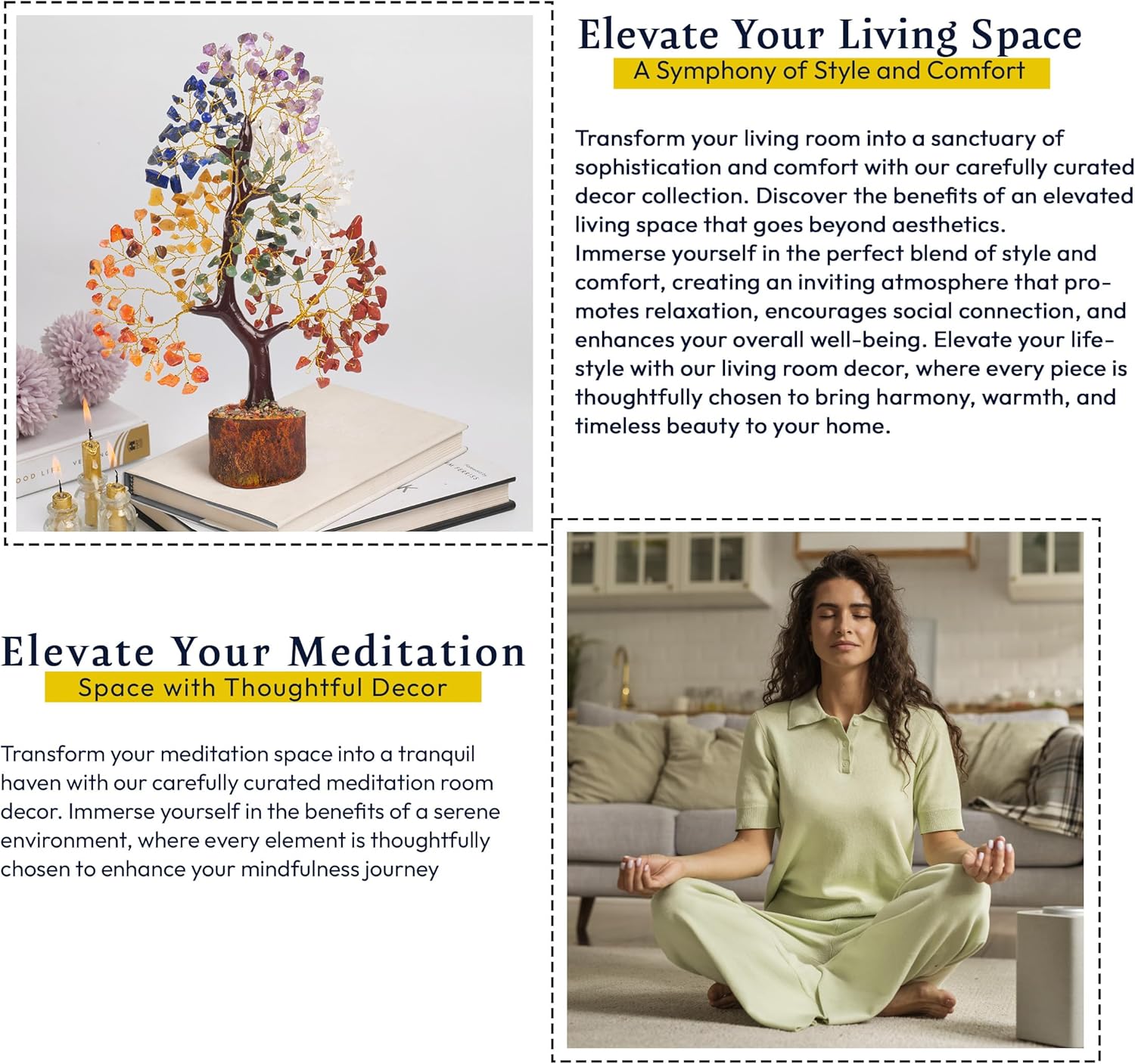 Chakra Crystal Tree - Handmade Healing Crystal Trees with 7 Chakra Stones - Decorative Tree of Life for Meditation, Feng Shui, and Home Decor - Unique Birthday Gifts for Women