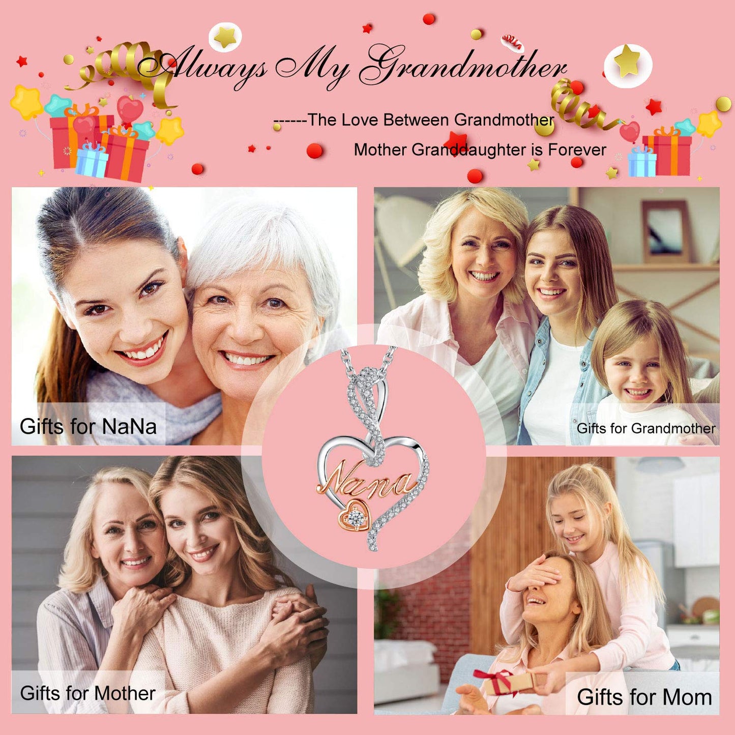 Sterling Silver Mom Necklace – Mother’s Day Jewelry Gift for Mom Grandma Nana