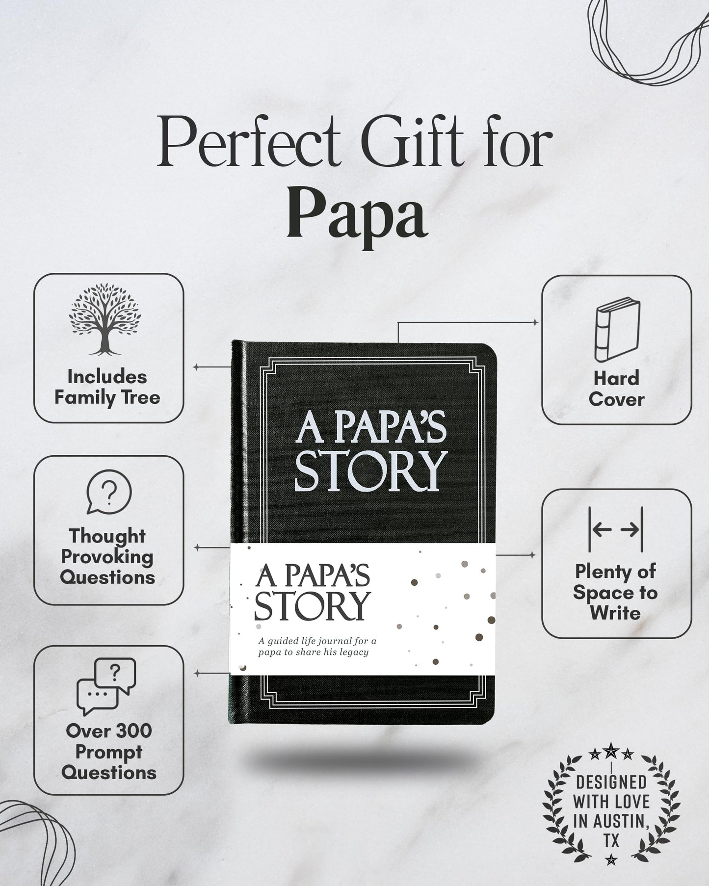 Father’s Day Life Story Journal – Guided Memory Keepsake Book for Dad with Prompts