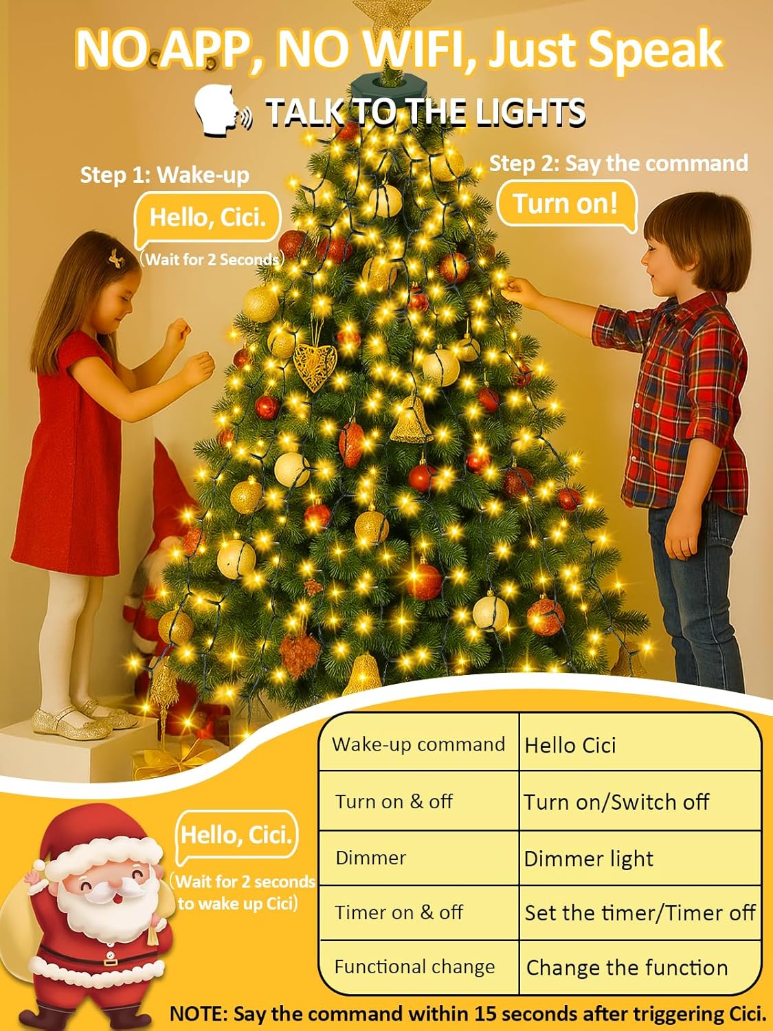 Voice Controlled Christmas Tree Lights with 7 Commands, 480LED Cascading Twinkle Lights 7.9FT 16 Lines Waterproof Waterfall Tree Lights with 12 Modes for Indoor Outdoor Christmas Decor (Warm White)