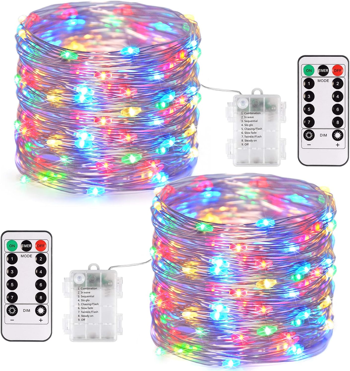 2 Pack Fairy Lights Battery Operated with Remote, Total 400 LED 132Ft Battery Powered String Lights, Christmas Twinkle Lights for Bedroom Indoor Outdoor Patio Tree Christmas Decor, Warm White
