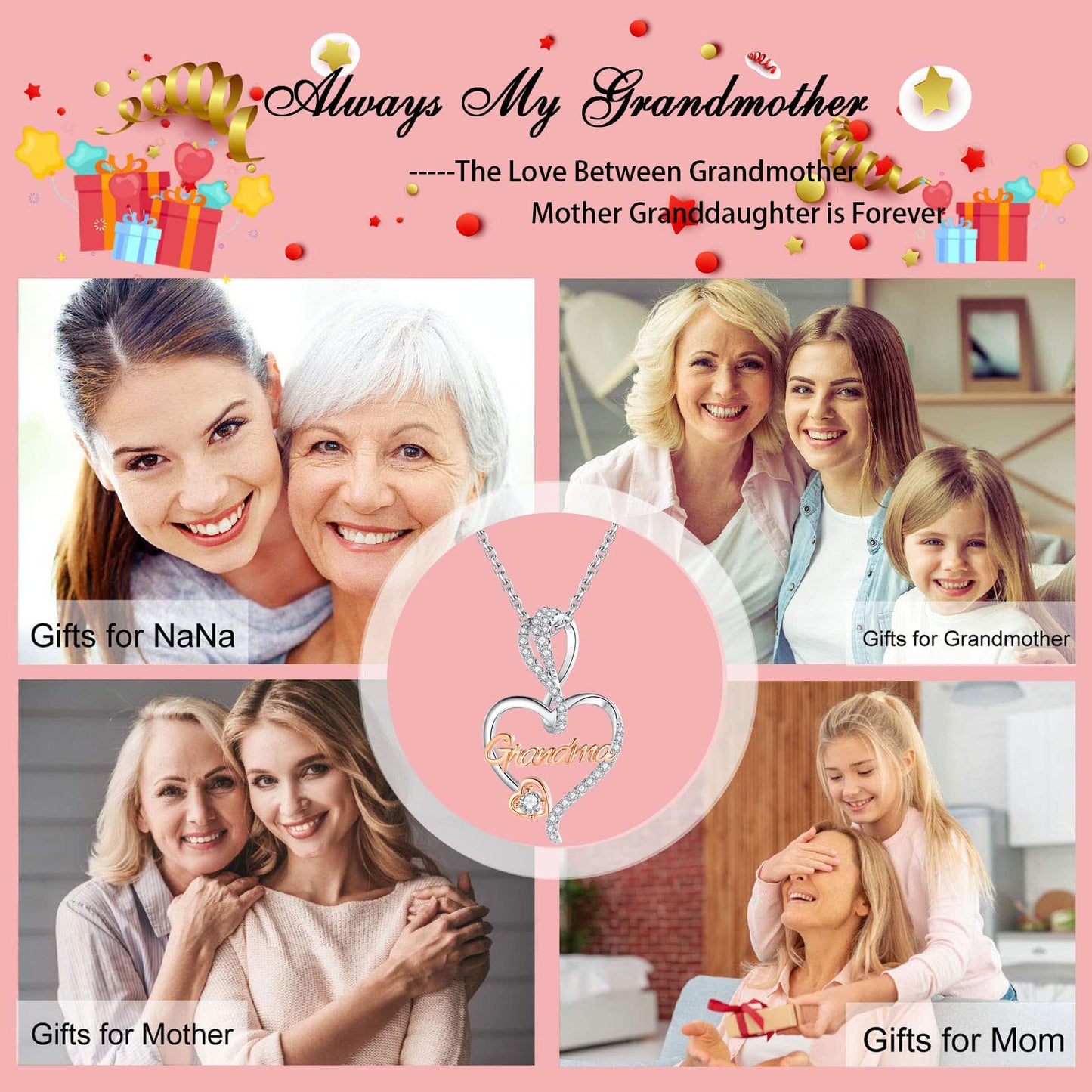 Sterling Silver Mom Necklace – Mother’s Day Jewelry Gift for Mom Grandma Nana