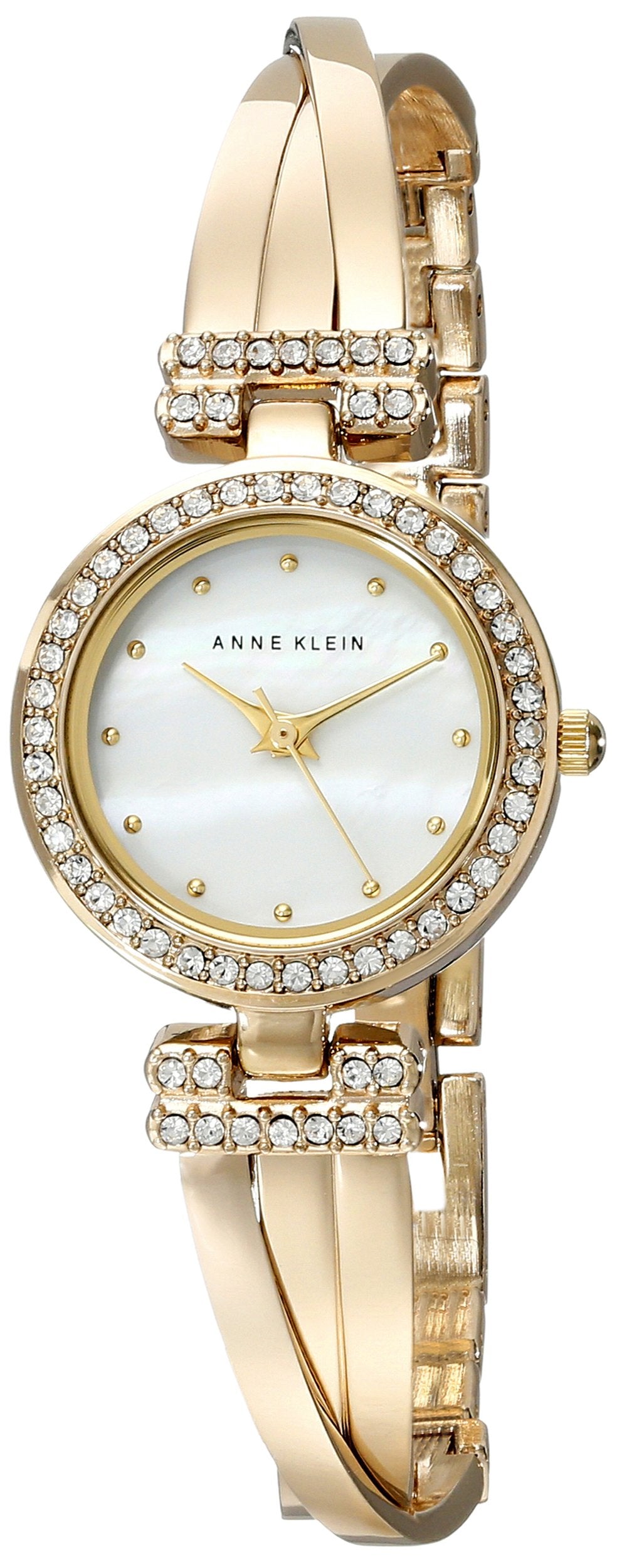 Anne Klein Women’s Crystal Accented Bangle Watch & Bracelet Set – Elegant Gold-Tone Jewelry Set