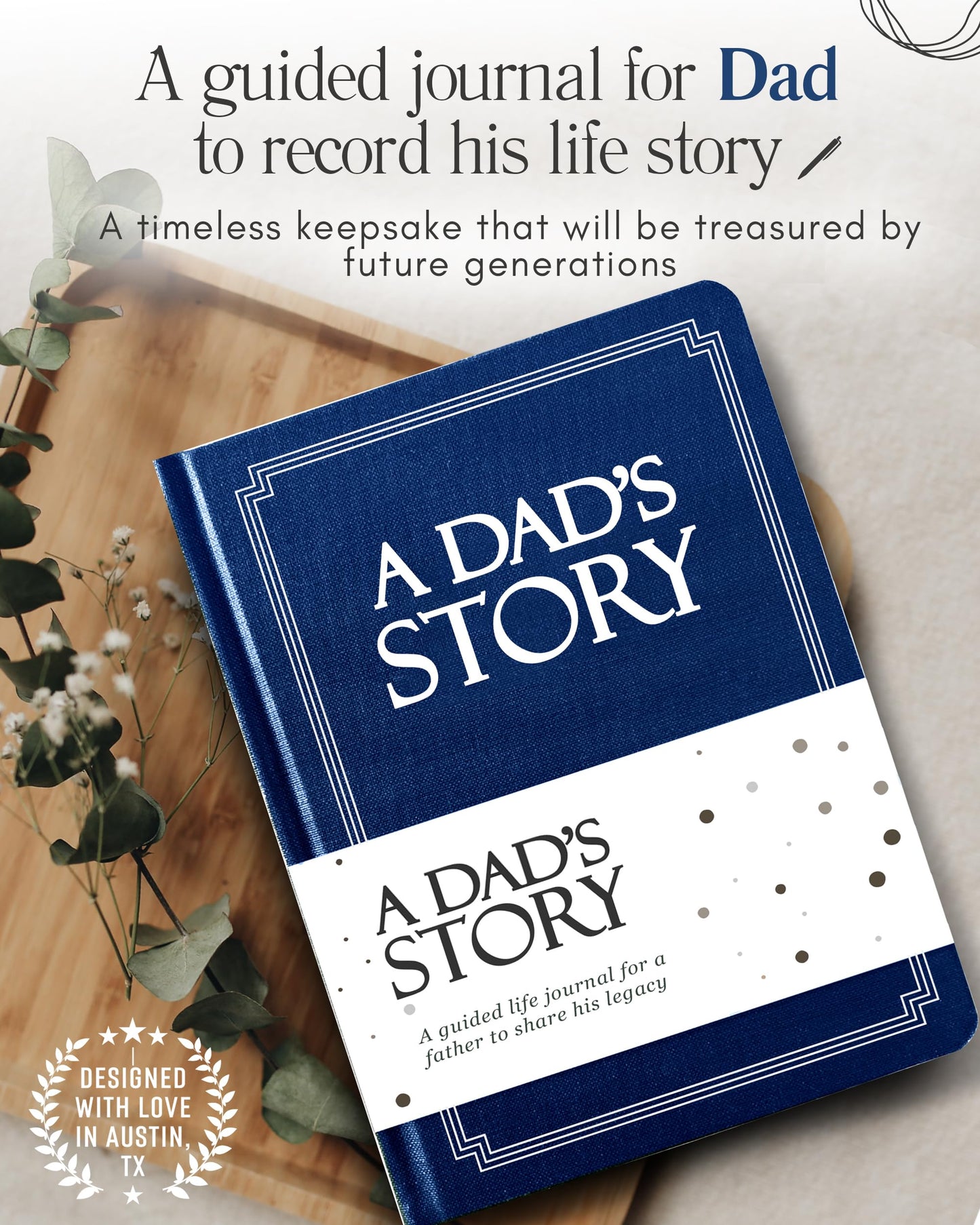 Father’s Day Life Story Journal – Guided Memory Keepsake Book for Dad with Prompts