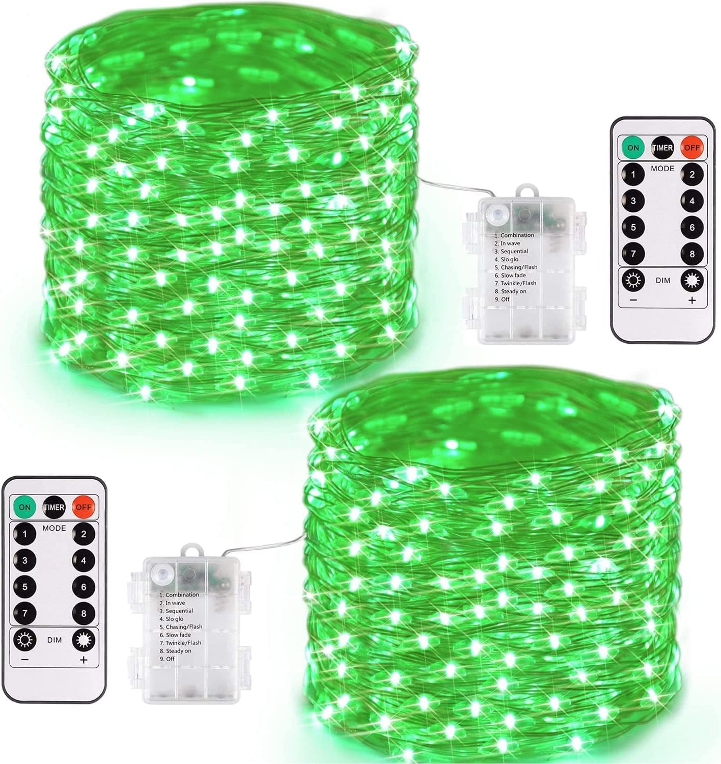 2 Pack Fairy Lights Battery Operated with Remote, Total 400 LED 132Ft Battery Powered String Lights, Christmas Twinkle Lights for Bedroom Indoor Outdoor Patio Tree Christmas Decor, Warm White