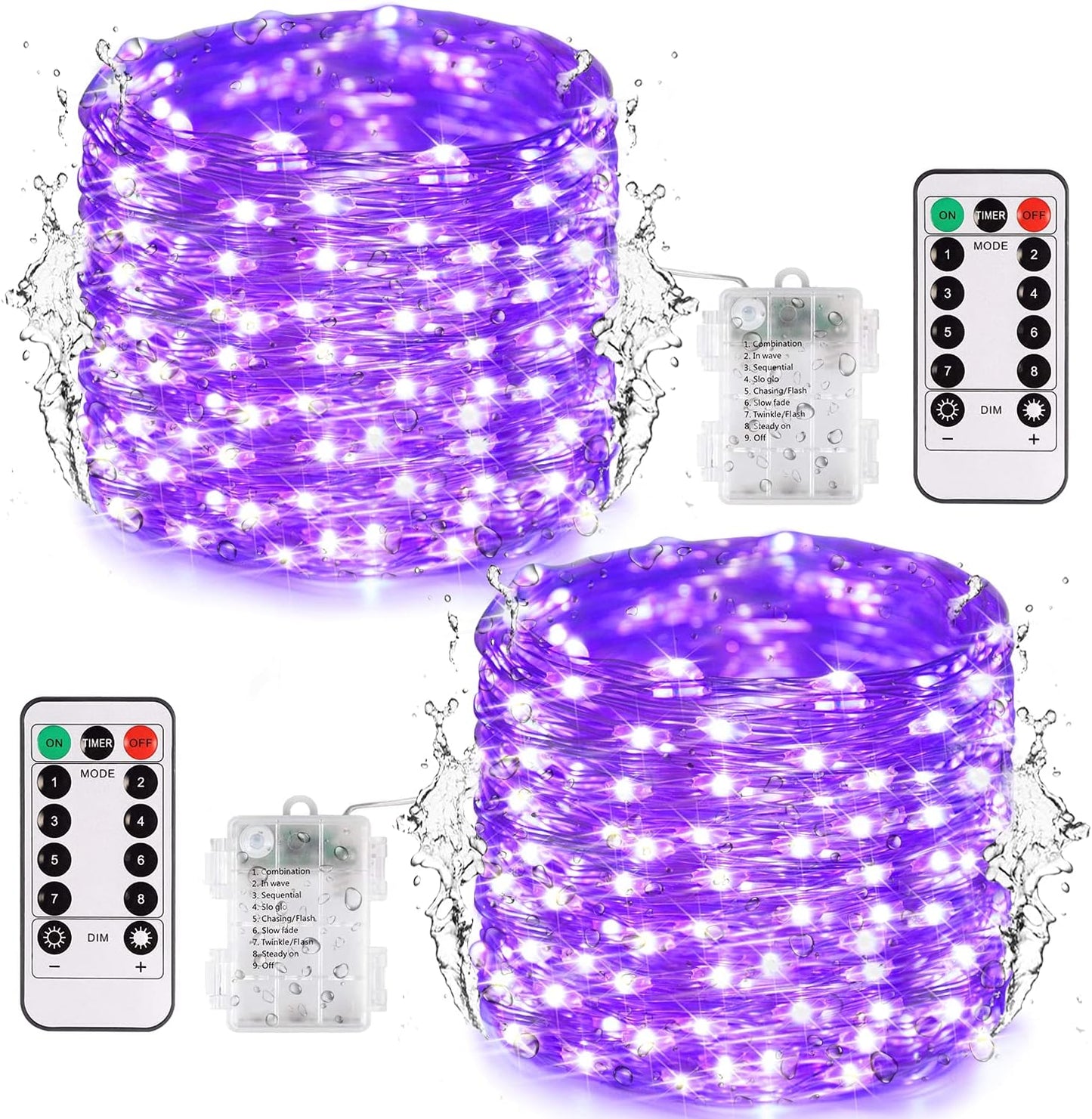 2 Pack Fairy Lights Battery Operated with Remote, Total 400 LED 132Ft Battery Powered String Lights, Christmas Twinkle Lights for Bedroom Indoor Outdoor Patio Tree Christmas Decor, Warm White