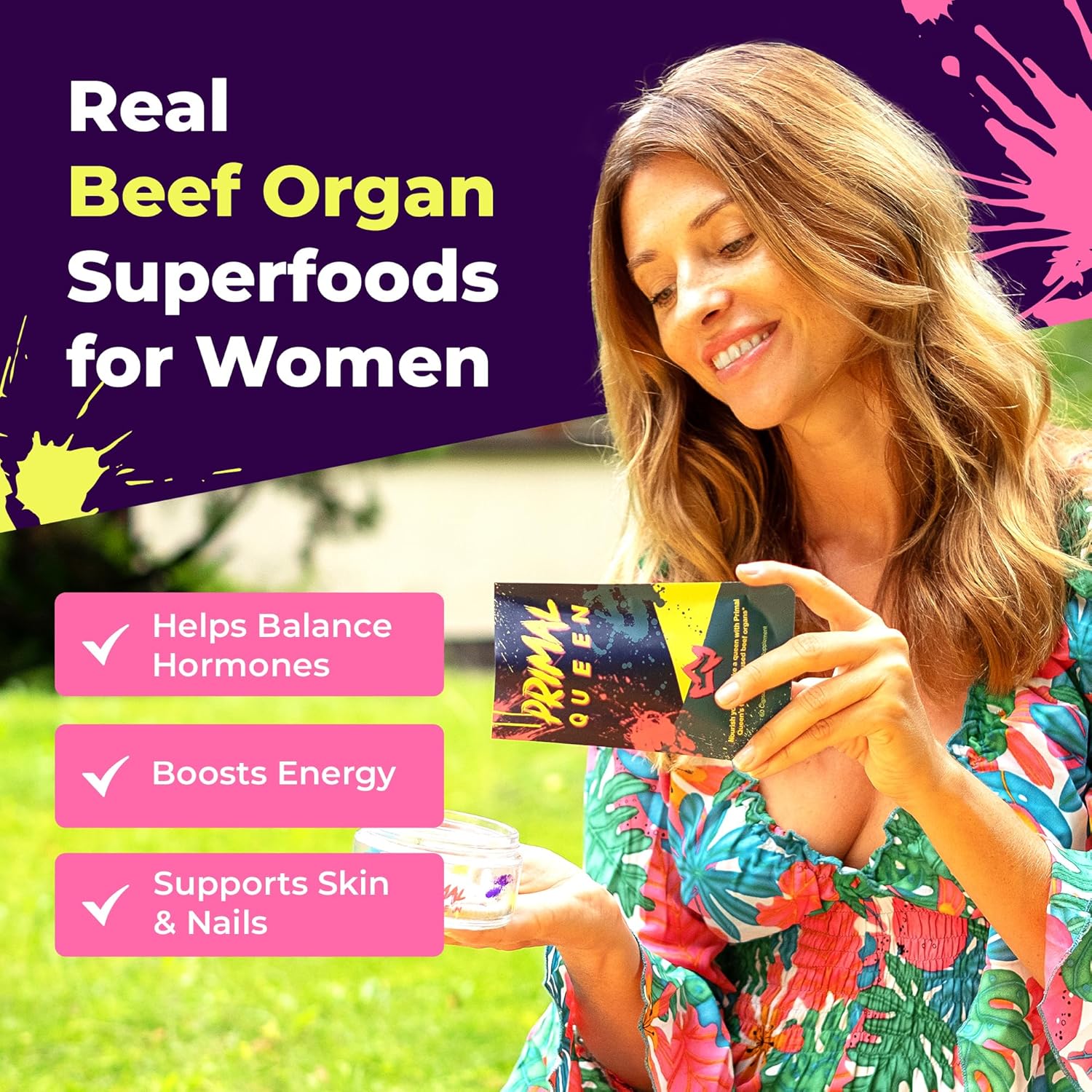 Female-Optimized Beef Organ Superfood Supplement (Beef Liver, Kidney, Heart, & 3 More) - 100% Grass Fed, Pasture Raised Cattle - Balance Hormones, Energy, & More for Women