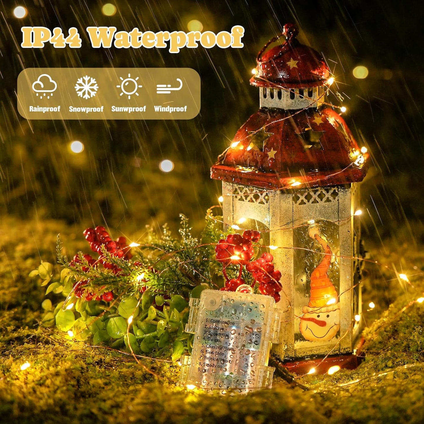 2 Pack Fairy Lights Battery Operated with Remote, Total 400 LED 132Ft Battery Powered String Lights, Christmas Twinkle Lights for Bedroom Indoor Outdoor Patio Tree Christmas Decor, Warm White