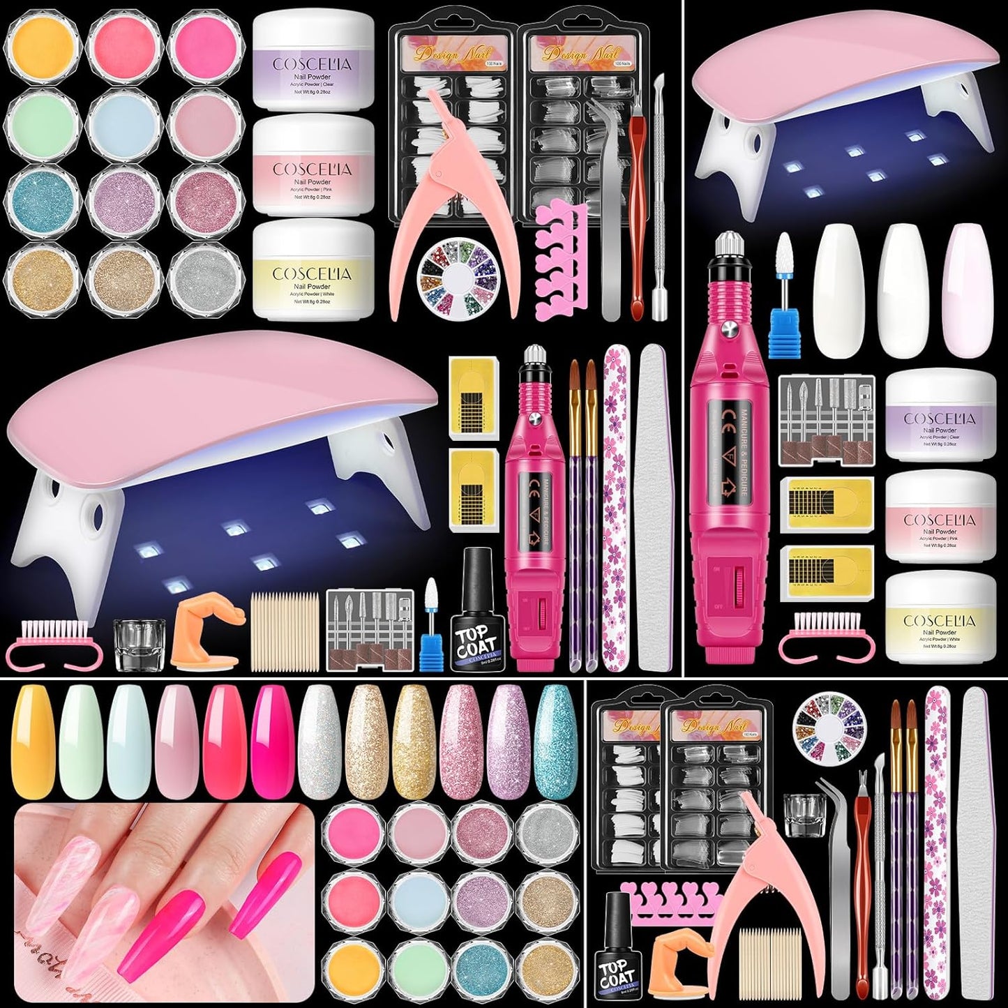 Acrylic Nail Kit for Beginners – Complete Nail Set with Drill, Nail Lamp & Decorations