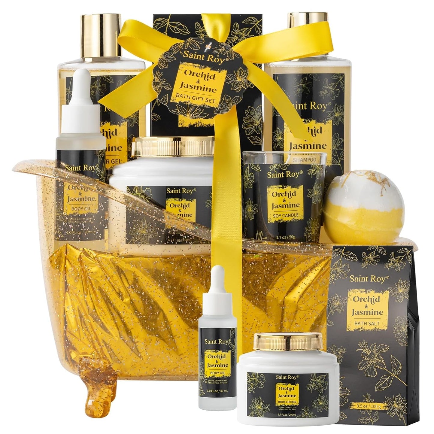 Christmas Gifts for Women Bath & Body Gift Set, Luxury Home Spa Bath Gift Basket, Honey Almond Scented Bath Set, Pamper Gifts Birthday Gifts & Teens, Spa Kit Gift, Home Spa Gifts for Men Dad