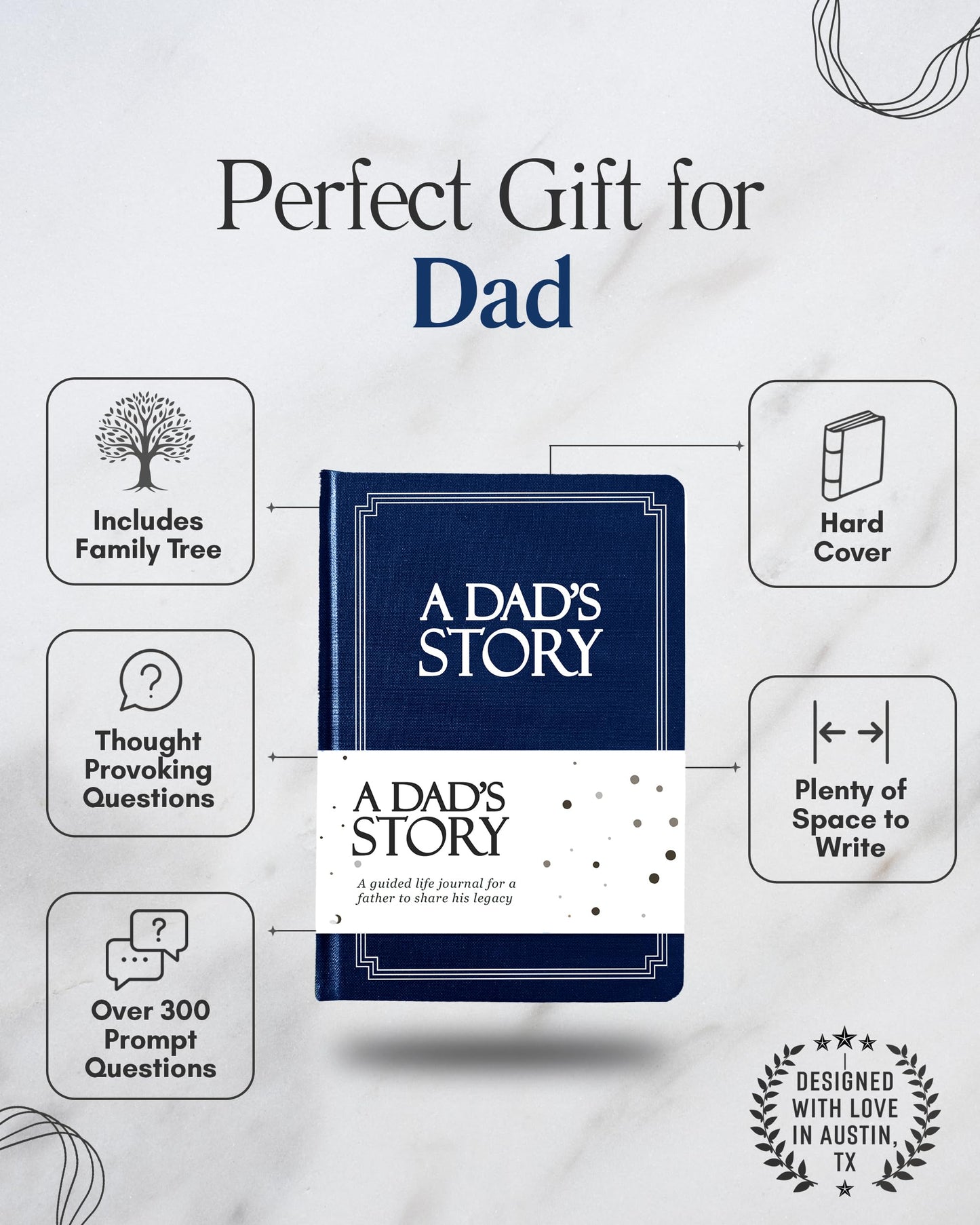 Father’s Day Life Story Journal – Guided Memory Keepsake Book for Dad with Prompts