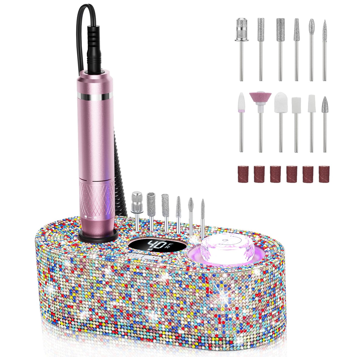 40000RPM Electric Nail Drill Kit – Professional Nail File Machine with LCD Display