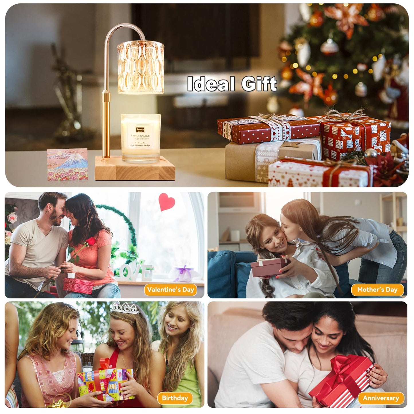 Candle Warmer Lamp with Timer – Dimmable Adjustable Height Candle Melter with Bulbs