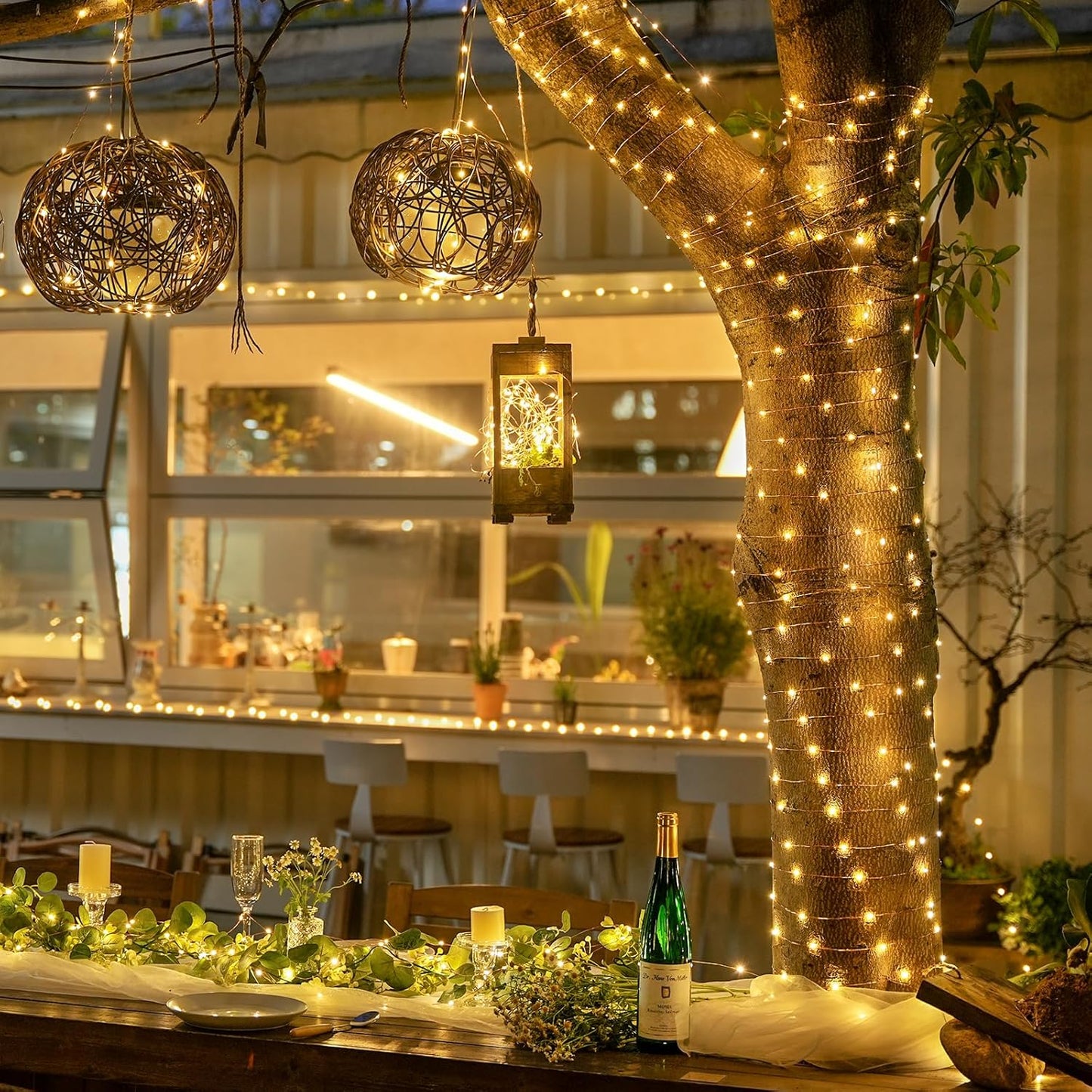 2 Pack Fairy Lights Battery Operated with Remote, Total 400 LED 132Ft Battery Powered String Lights, Christmas Twinkle Lights for Bedroom Indoor Outdoor Patio Tree Christmas Decor, Warm White