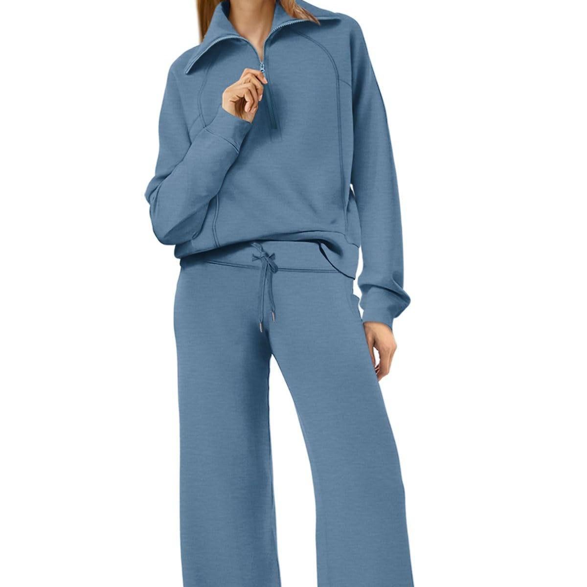 Women Zip Up Hoodie Set Two Piece Sweatsuit with Thumb Holes Casual Fall Outfit
