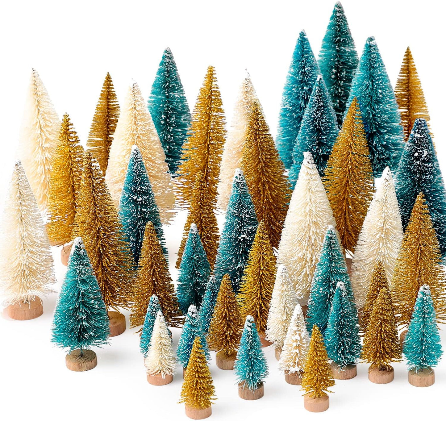 30Pcs Christmas Decorations Mini Christmas Trees, Artificial Christmas Tree Bottle Brush Trees with Wooden Base for Christmas Decor Christmas Party Home Table Craft
