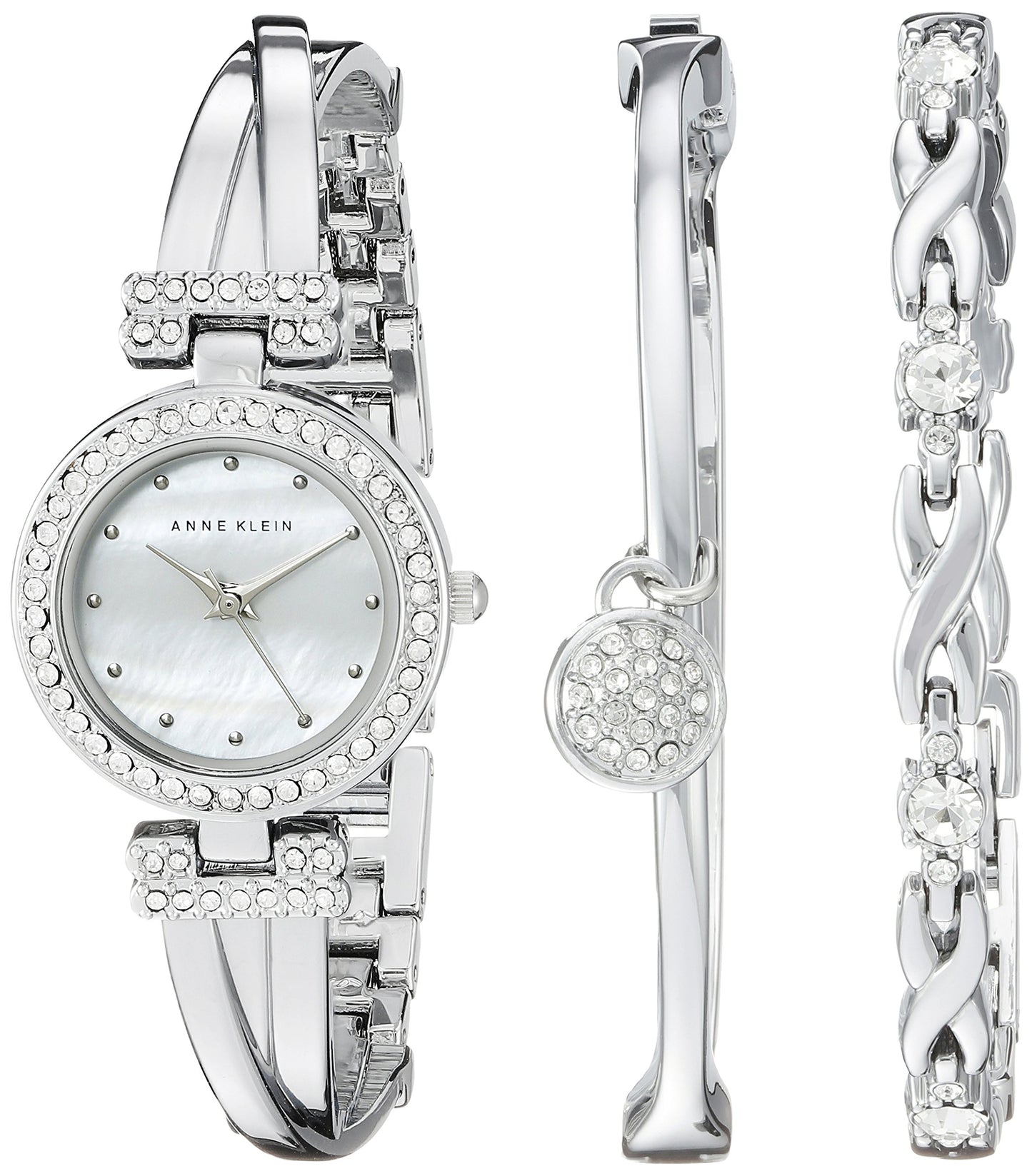 Anne Klein Women’s Crystal Accented Bangle Watch & Bracelet Set – Elegant Gold-Tone Jewelry Set