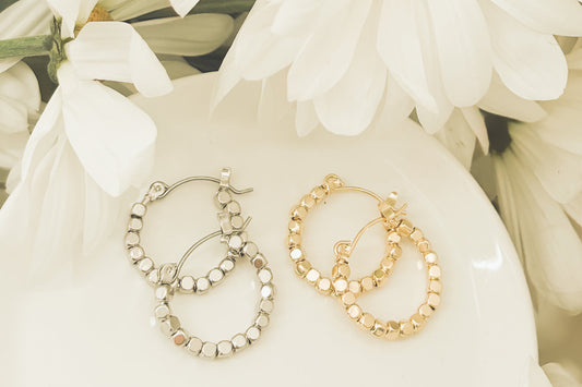 Gold or Silver Glimmer Hoop Earrings, Sparkling Statement Earrings, Elegant Everyday Jewelry, Gift for Her
