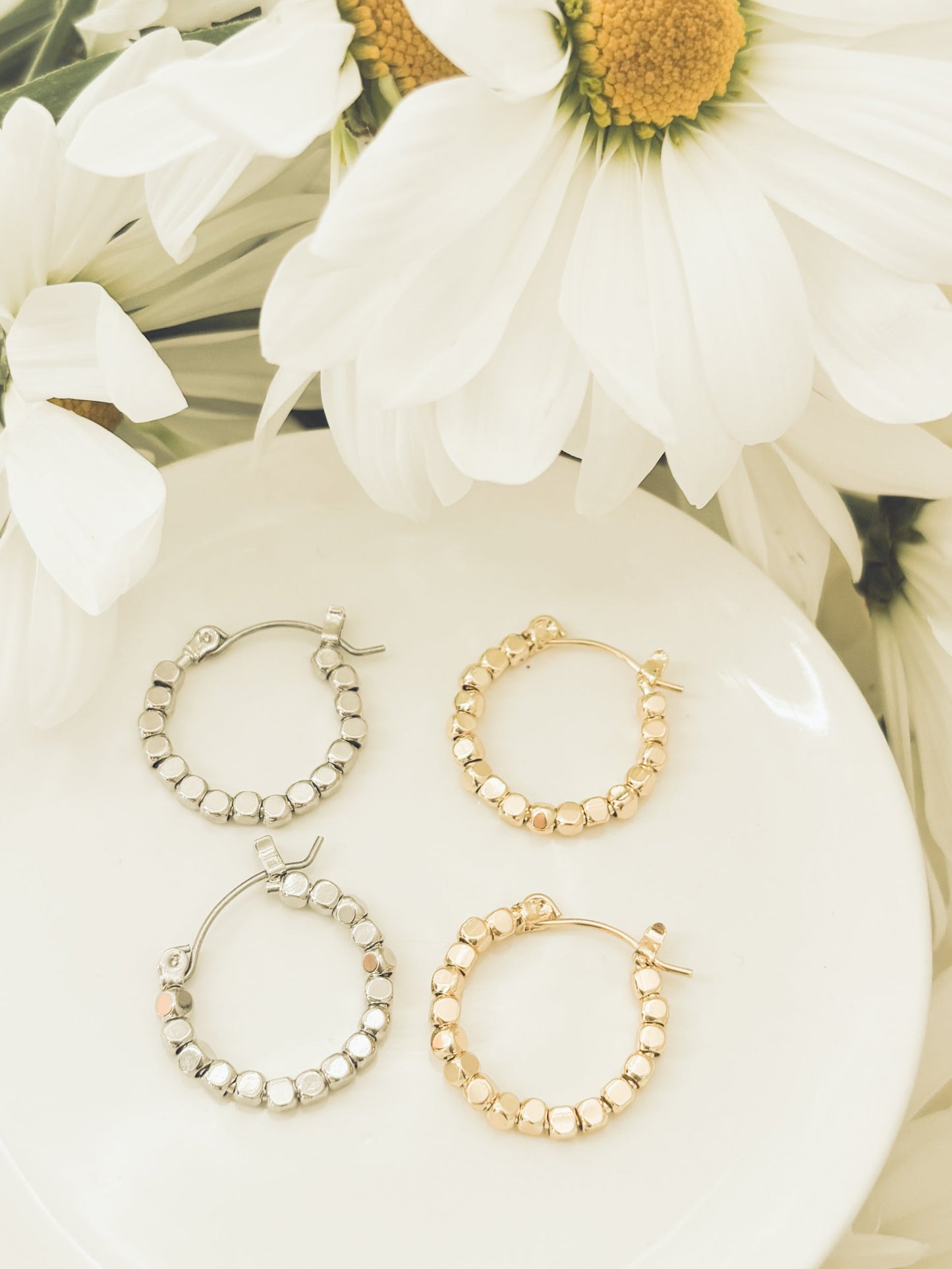 Gold or Silver Glimmer Hoop Earrings, Sparkling Statement Earrings, Elegant Everyday Jewelry, Gift for Her