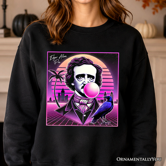 Synthwave Edgar Allan Poe Sweatshirt, 80s Vaporwave Horror Sweater, Retro Neon Halloween Pullover, Gothic Literary Gift