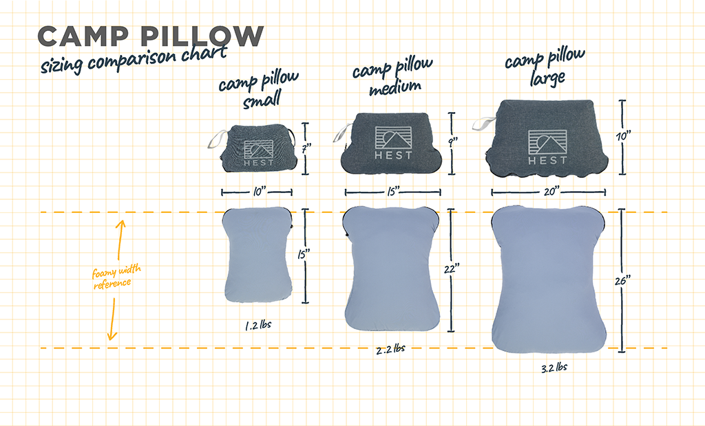 HEST Camp Pillow, Compact Memory Foam Travel and Camping Pillow